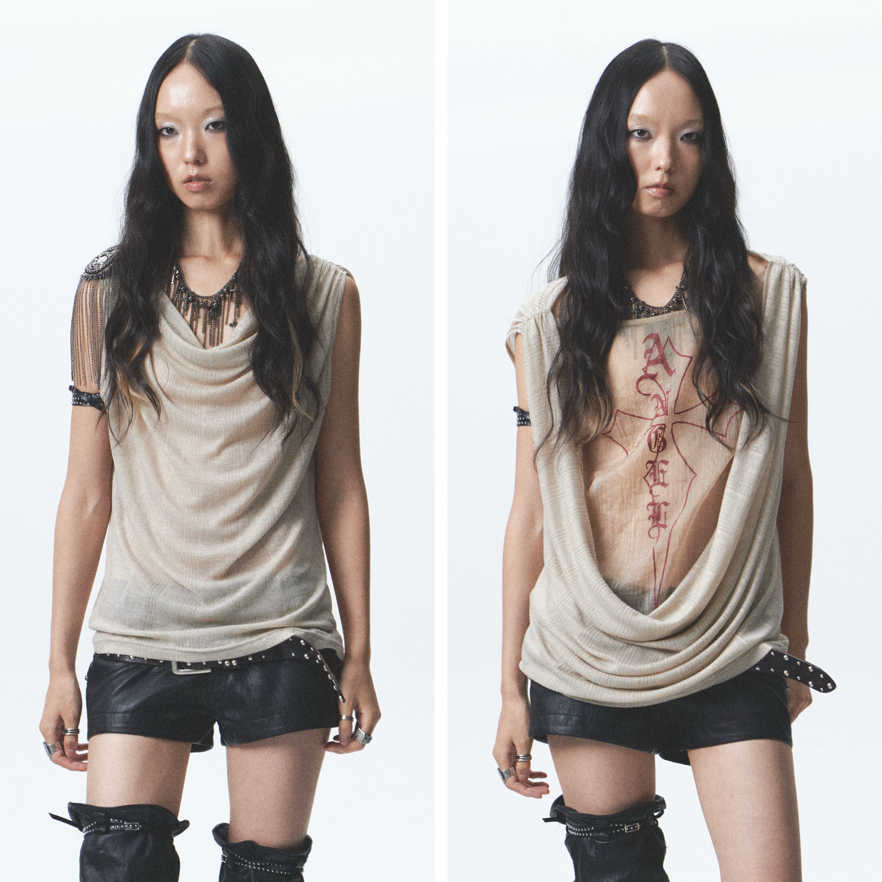 Oversized Reversible Draped Vest