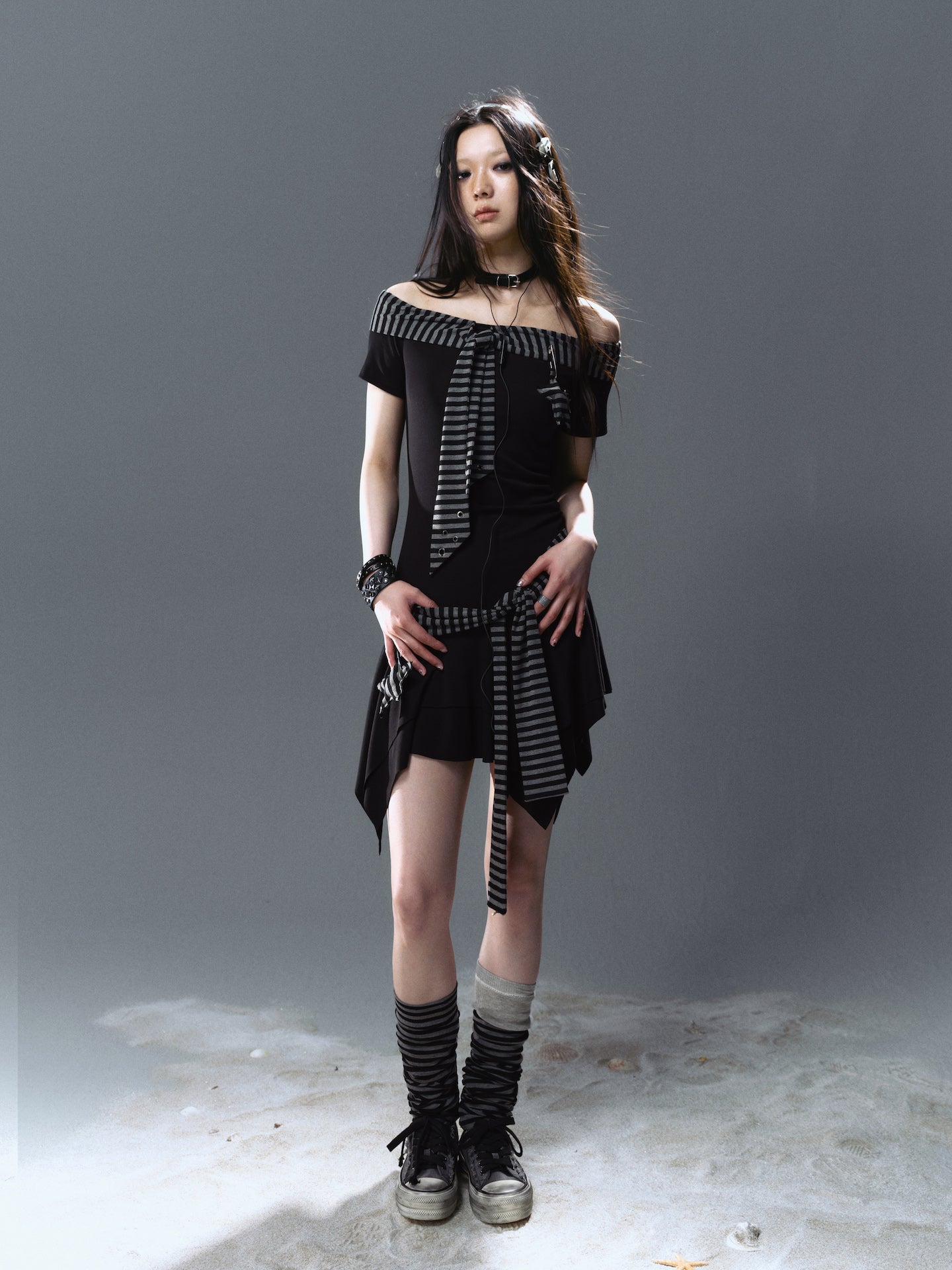 Punk Starfish Striped Tube Dress