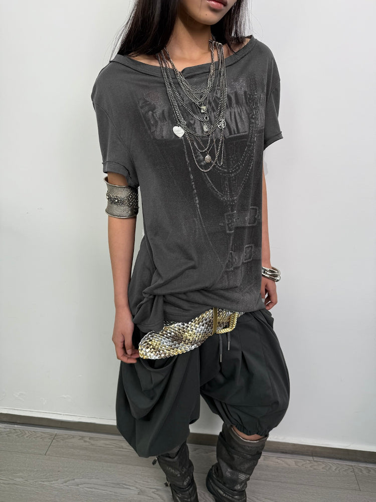 Digital Print Punk Knotted Tee