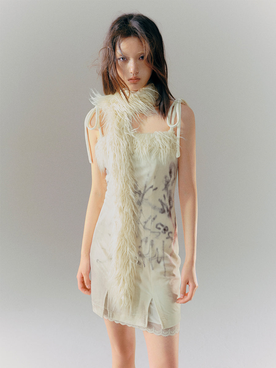 Soft Velvet Printed Slip Dress