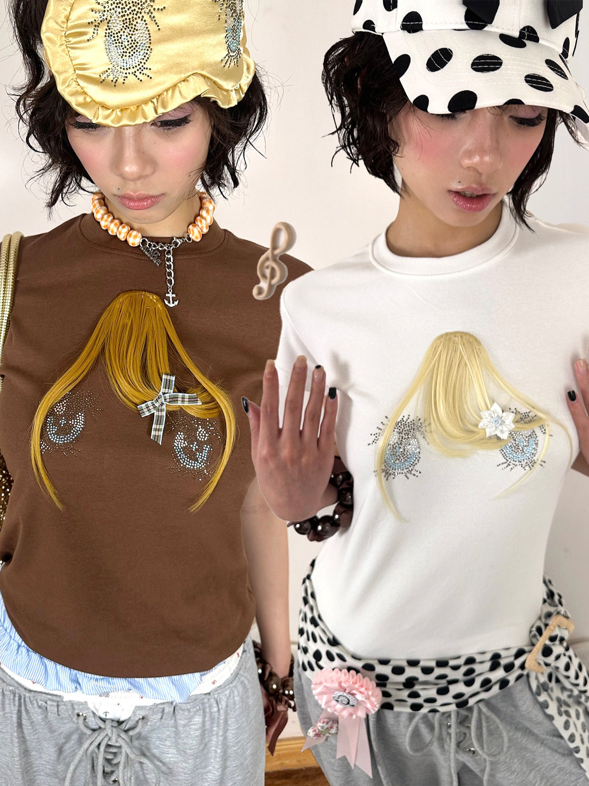 Big Eye Rhinestone Bangs Wig Tee