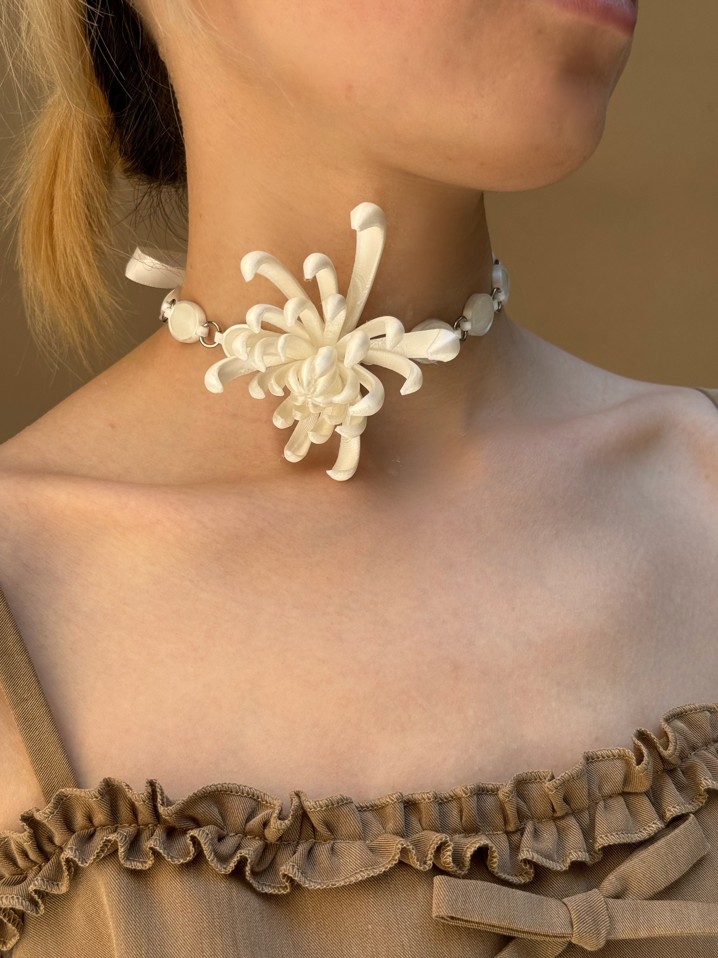 Firework Chrysanthemum Chrysoberyl Sterling Silver Chocker