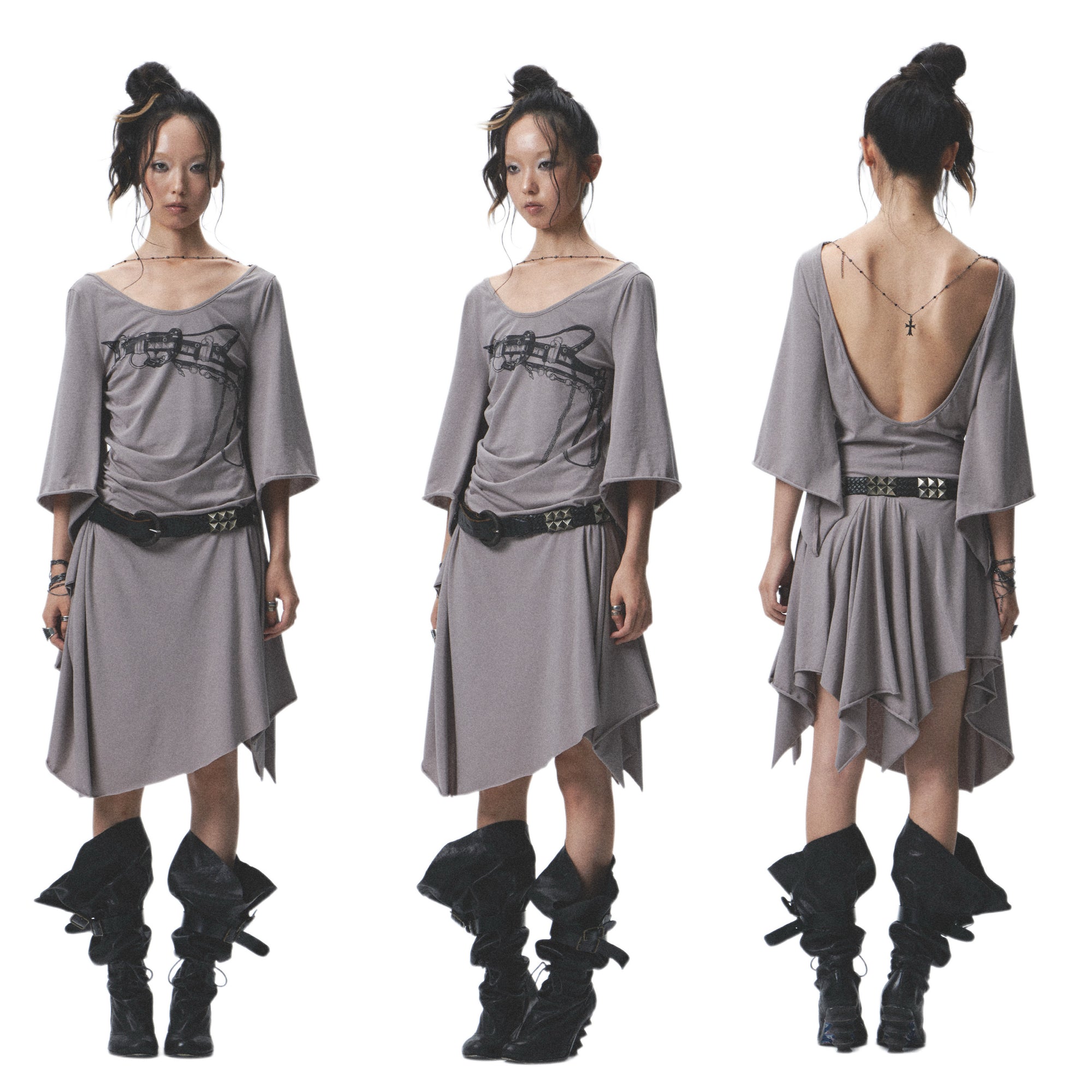 Raw-Edge Asymmetrical Pleated Dress |Presale