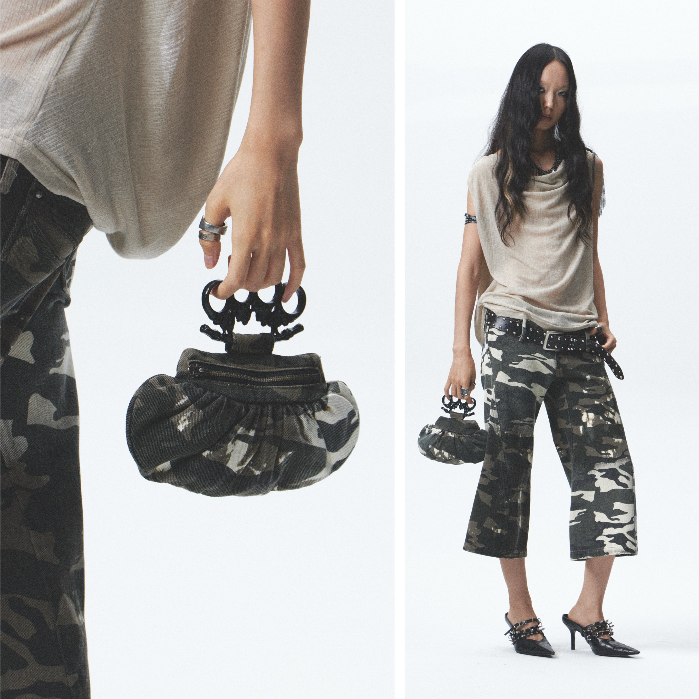 Heavy Washed Camo Tote Bag