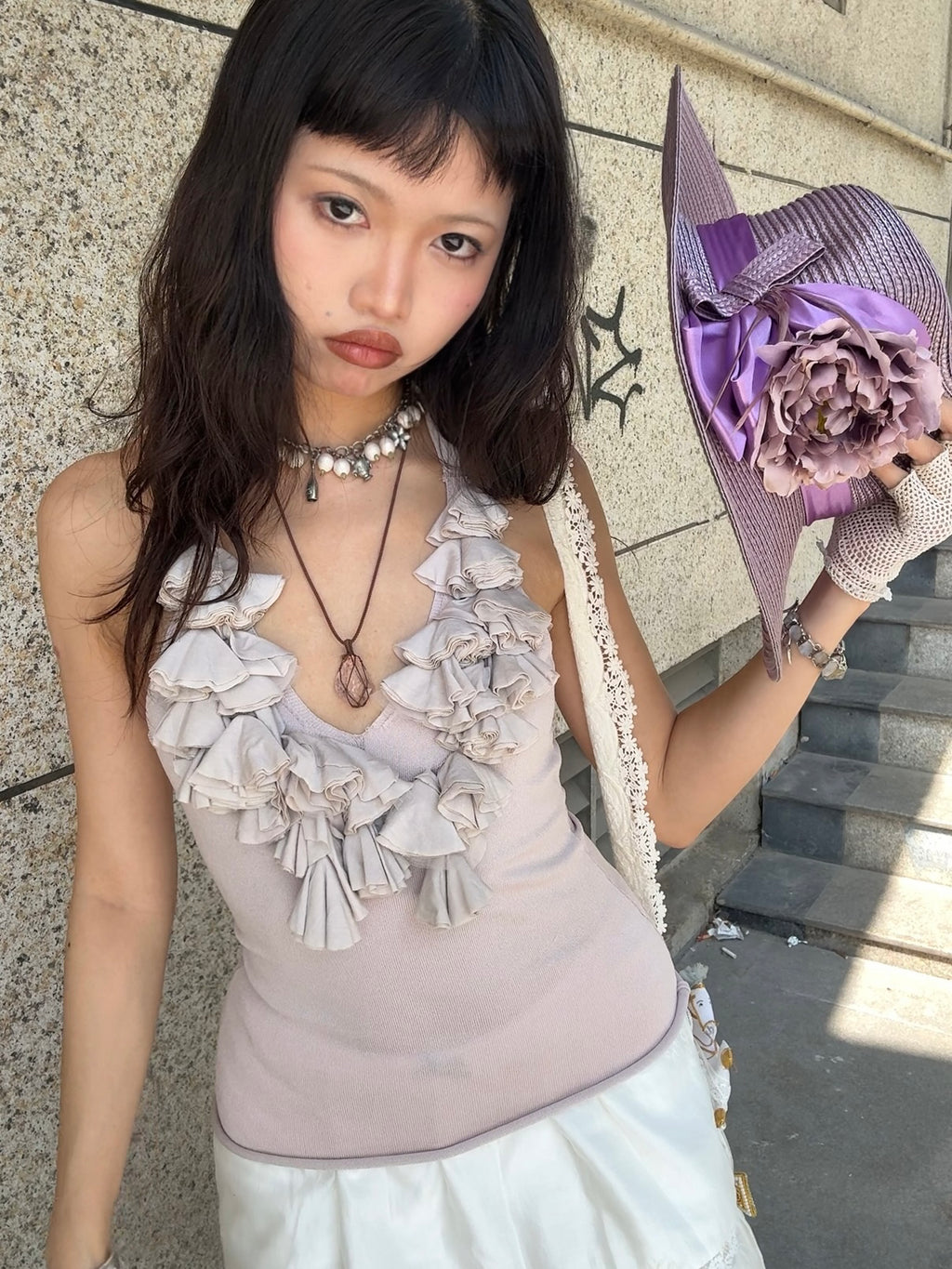 Floral Lace Halter Tank Top