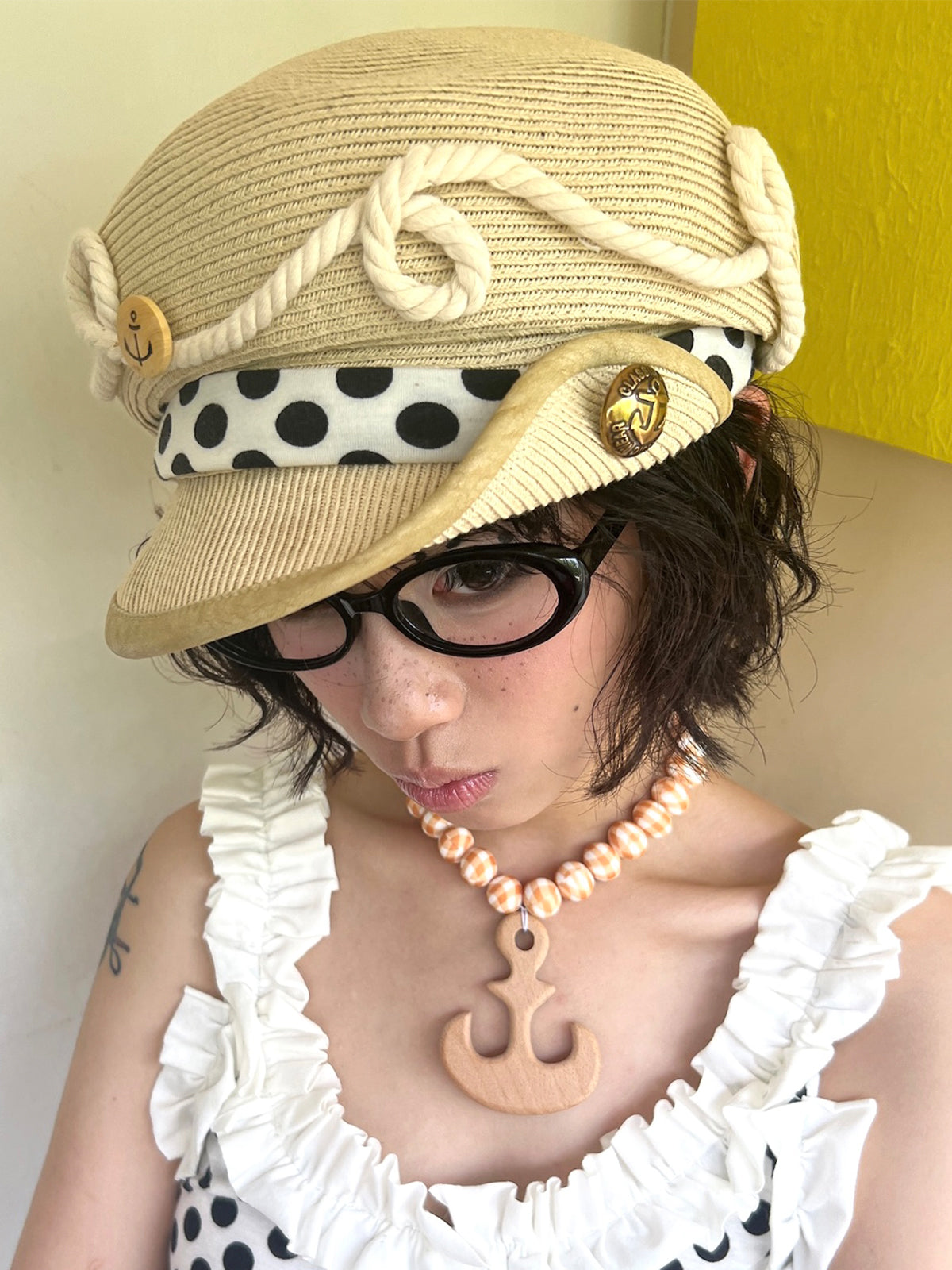 Polka Dot Jute Sun Hat