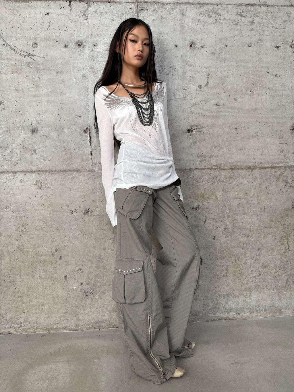 Western Style Wide-Leg Utility Pants