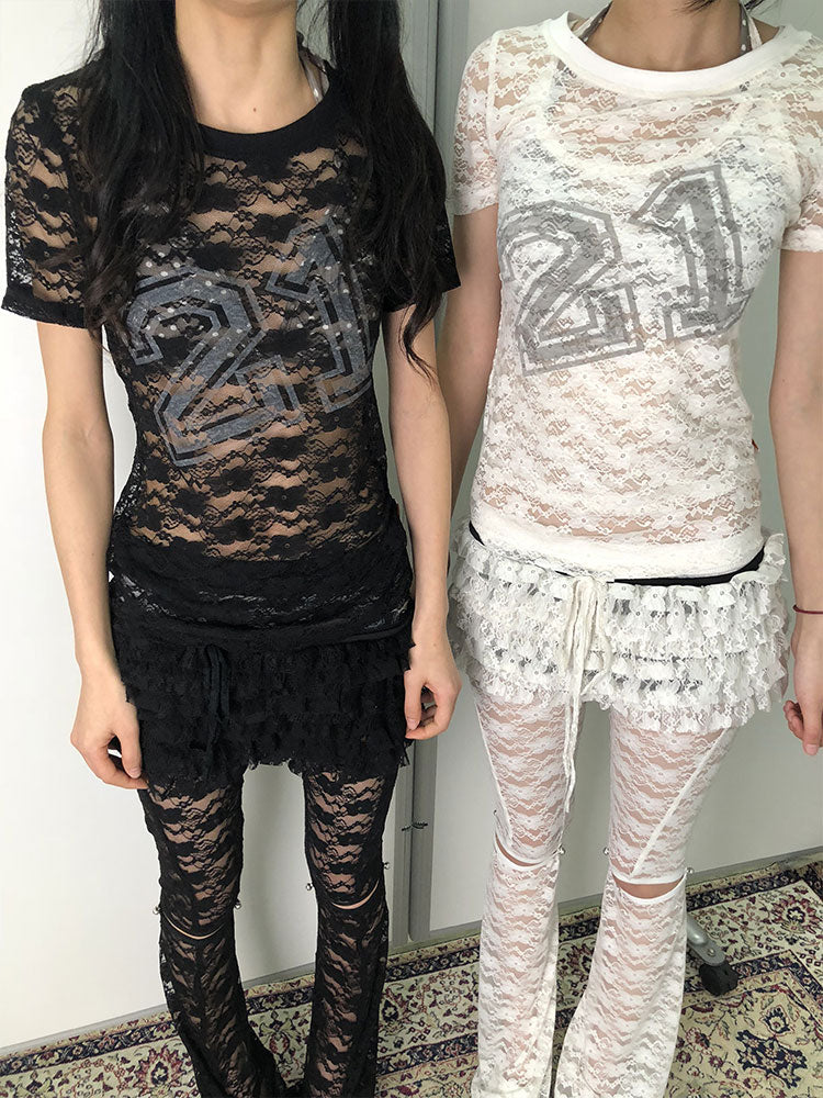 Sheer Cut-Out Cotton Tee