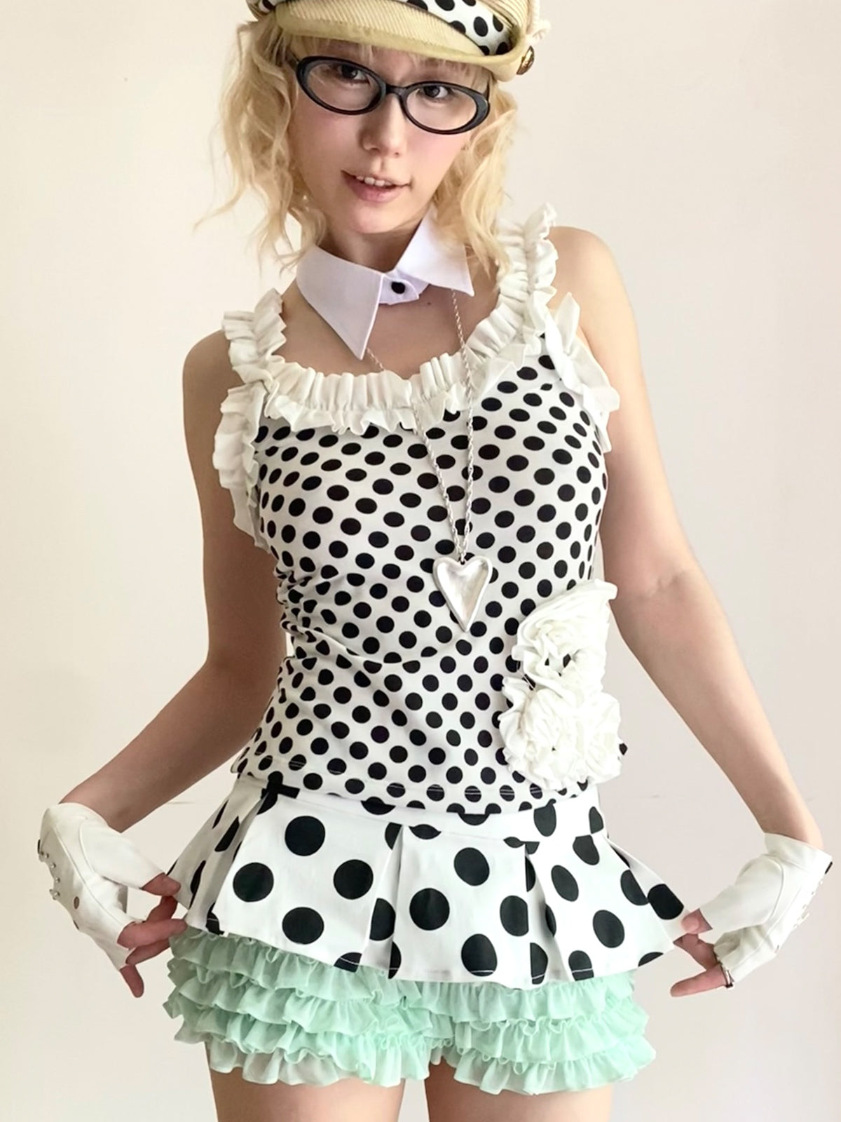 Handmade Dot Lace Flower Camisole