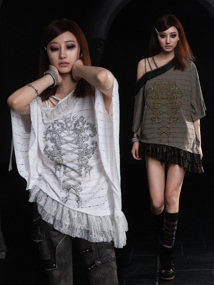 Oversized Batwing Lace T-shirt