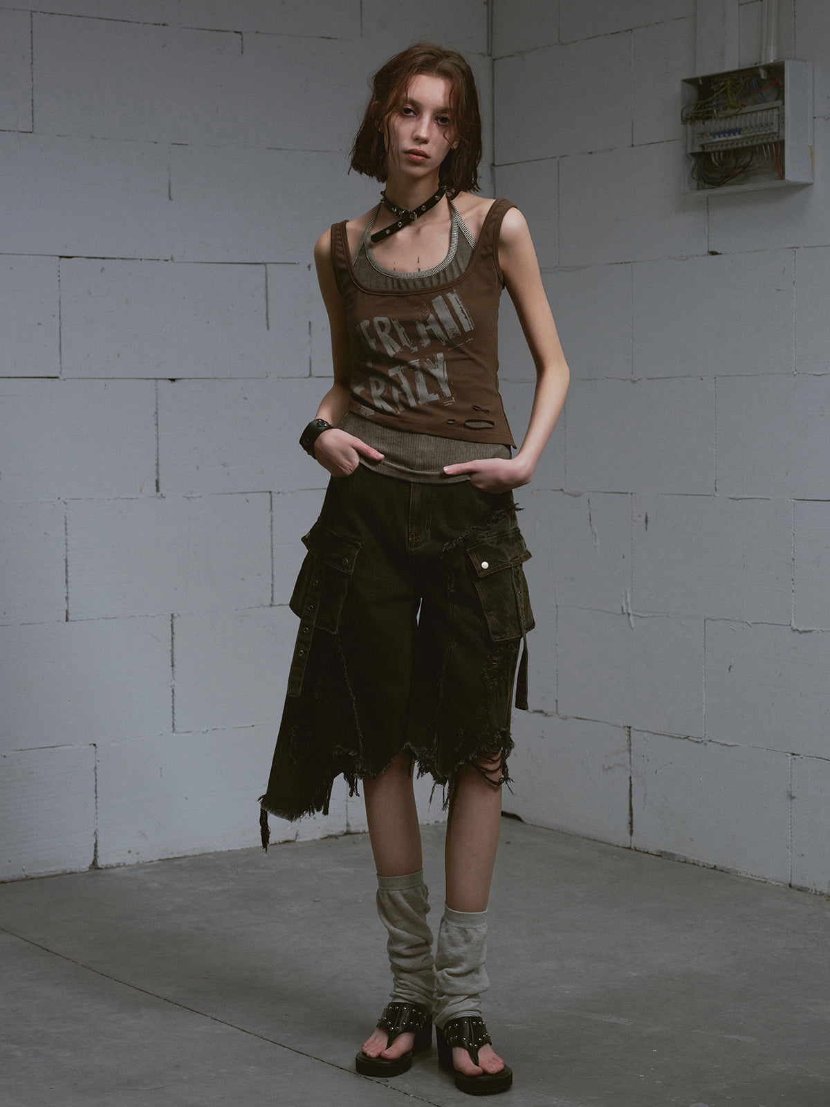 Distressed Grunge Baggy Denim Capris