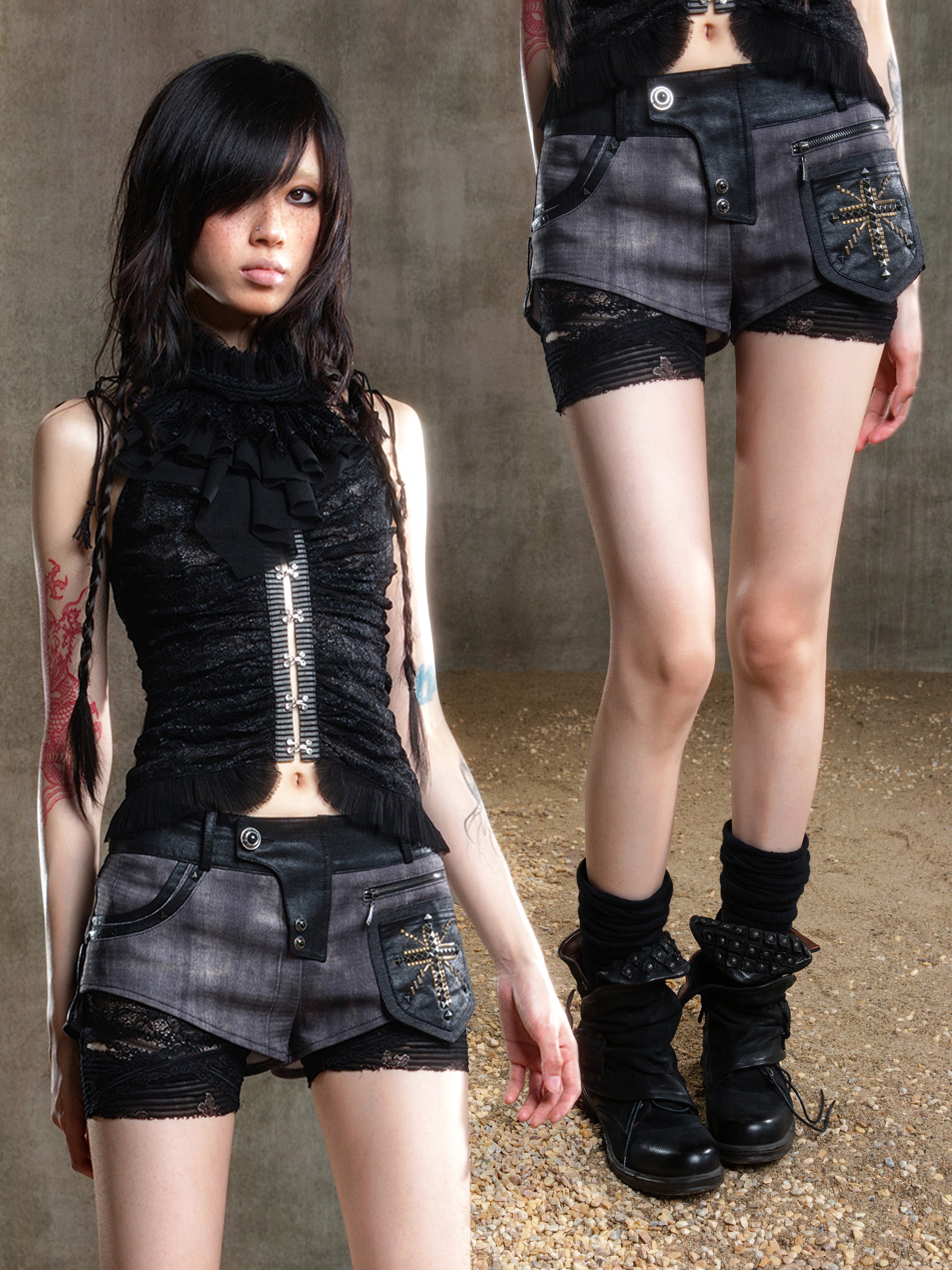 Asymmetric Tie-Waist Shorts