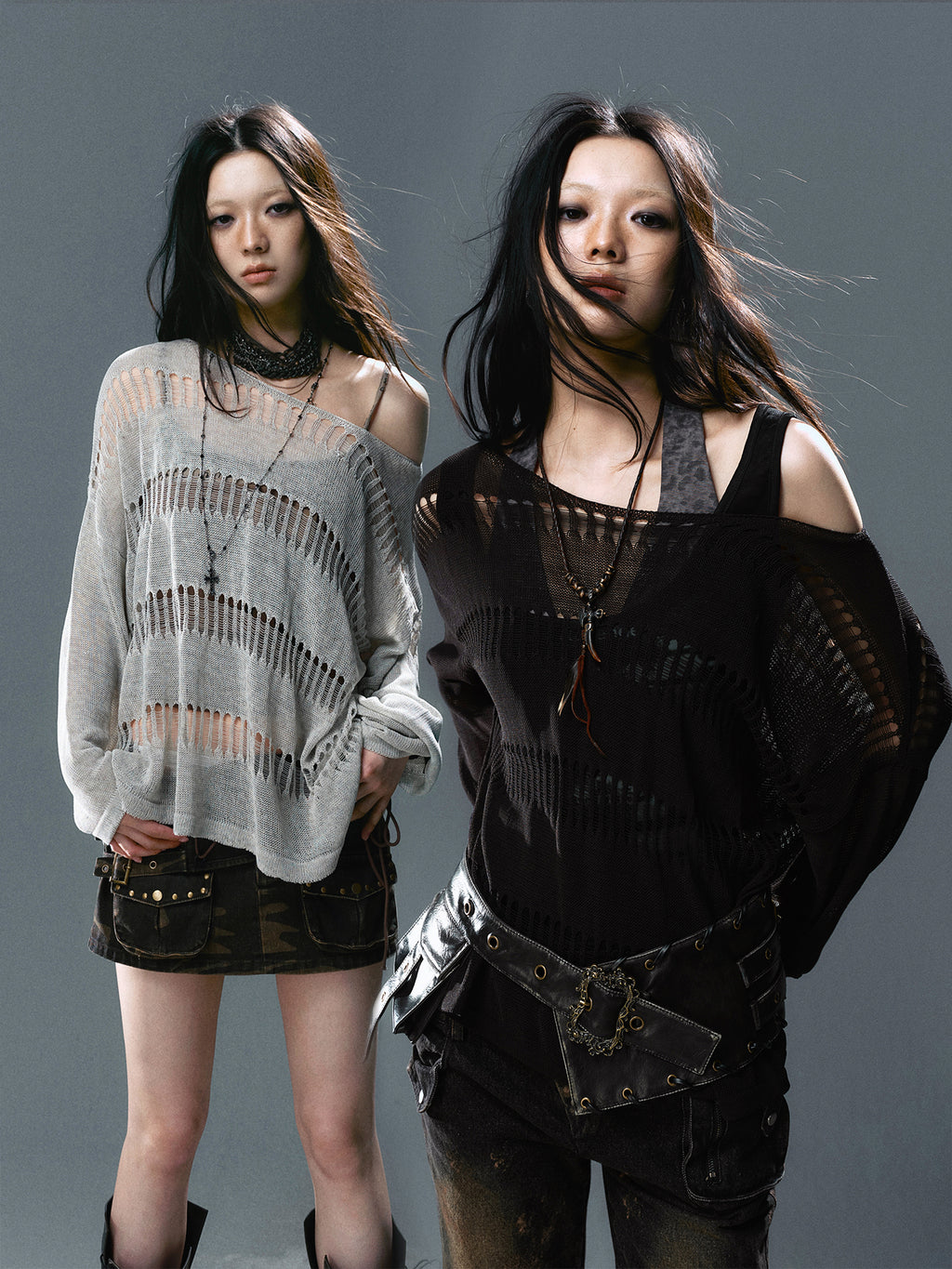 Oversize Linen Knit Cardigan with Distressed Holes