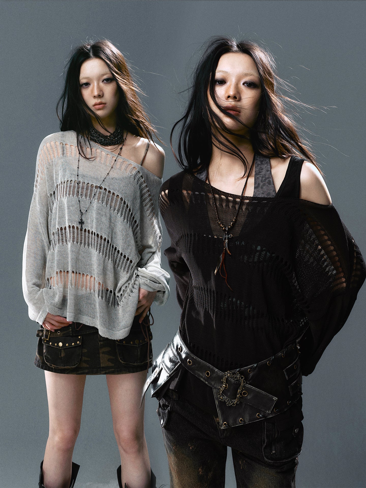 Oversize Linen Knit Cardigan with Distressed Holes