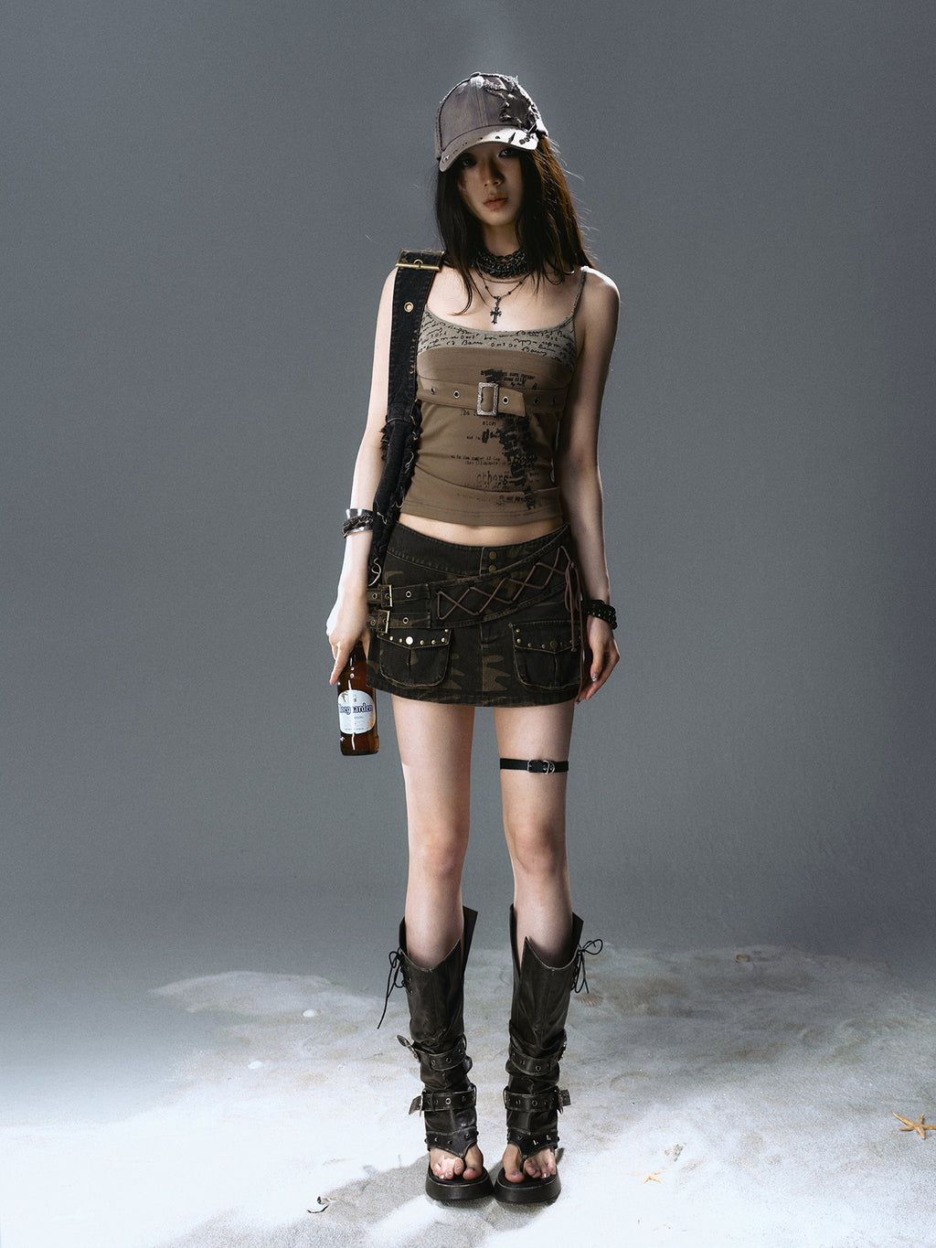 Vintage Camo Low-Waist Mini Skirt