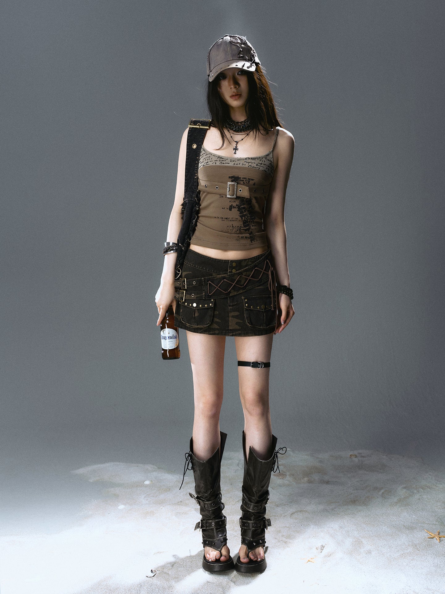 Vintage Camo Low-Waist Mini Skirt