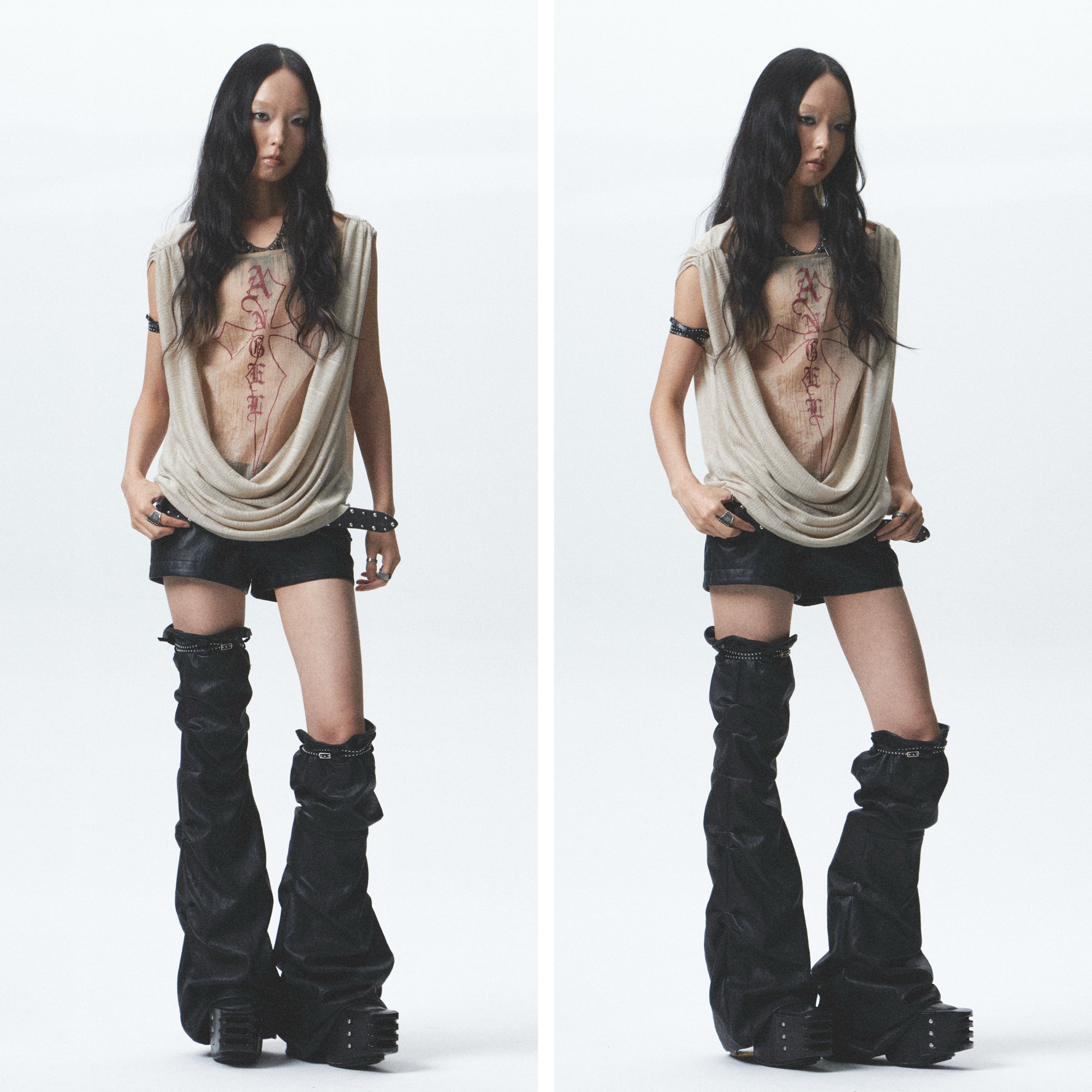 Premium Leather Shorts with Detachable Leg Warmers Set ｜Presale