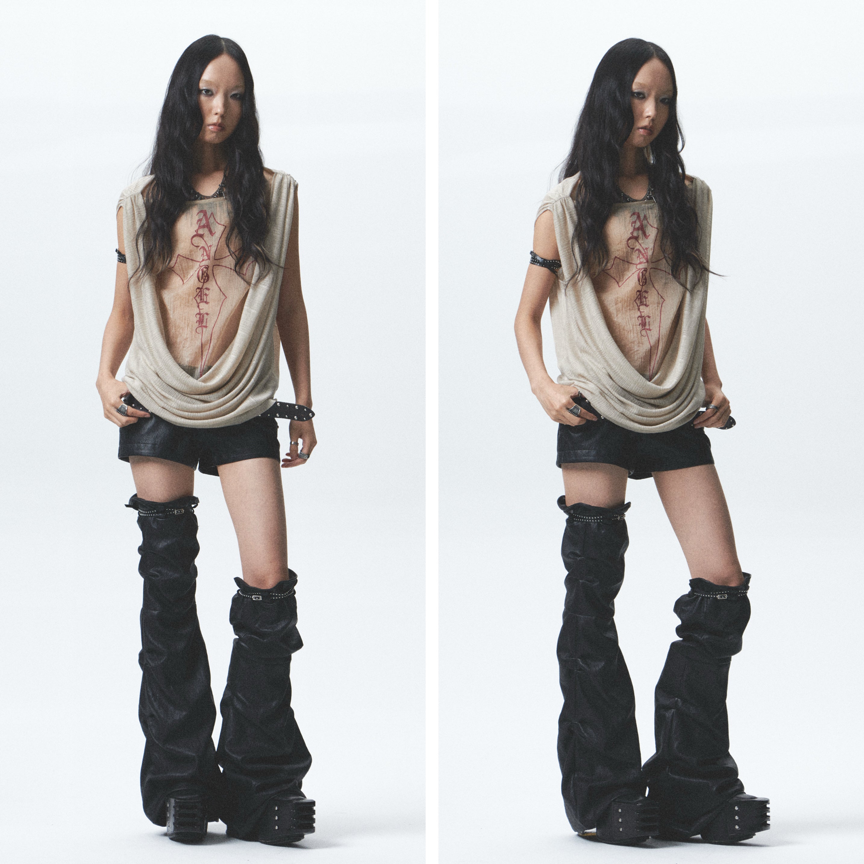Premium Leather Shorts with Detachable Leg Warmers Set ｜Presale