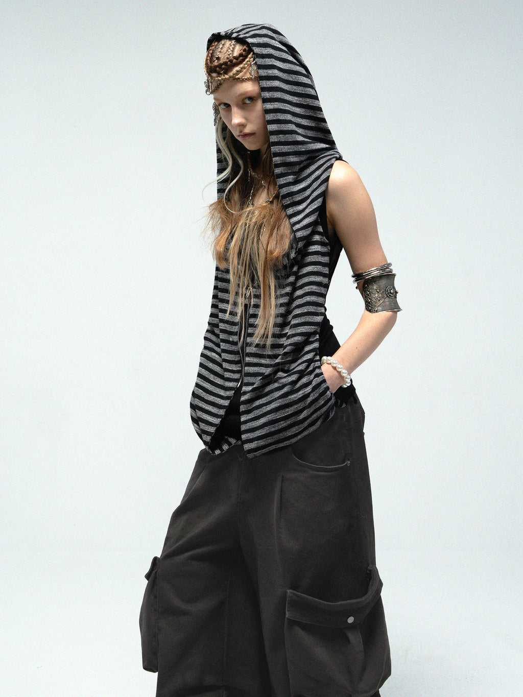 Draped Hooded Vest