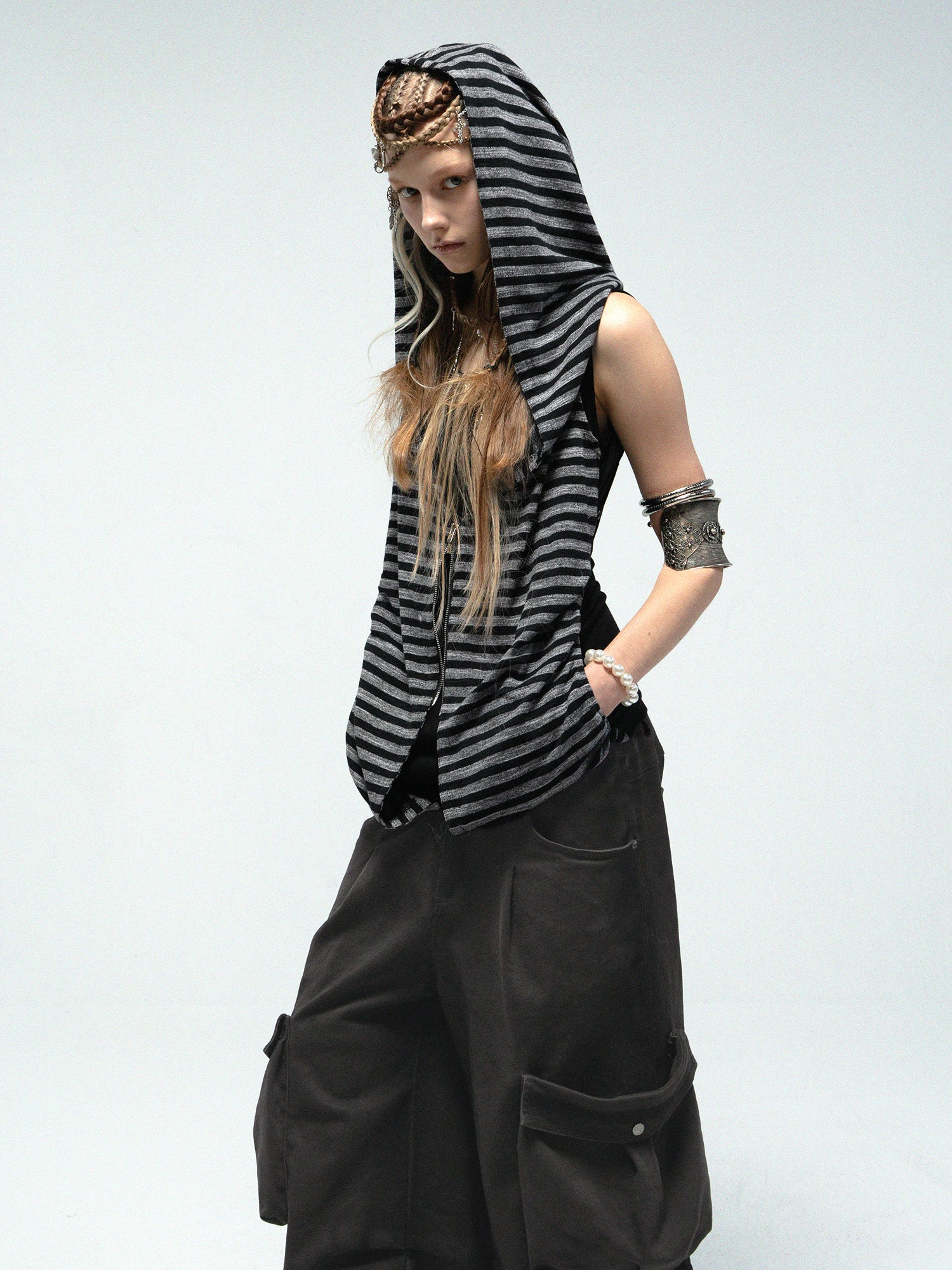 Draped Hooded Vest