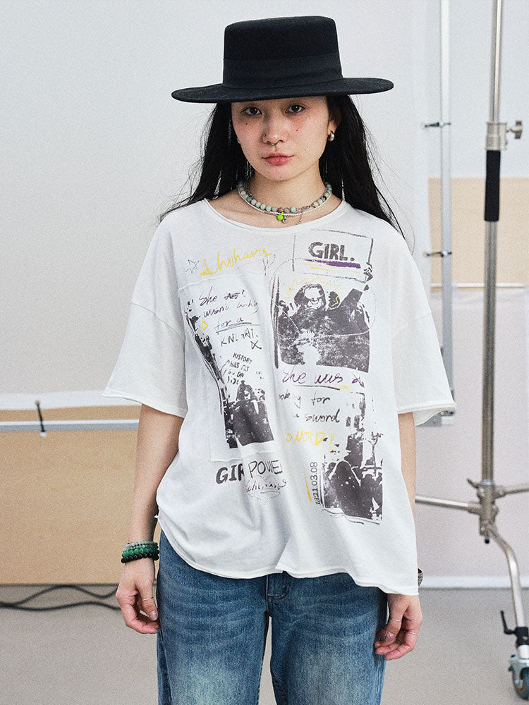 Oversized Telegram Print T-Shirt