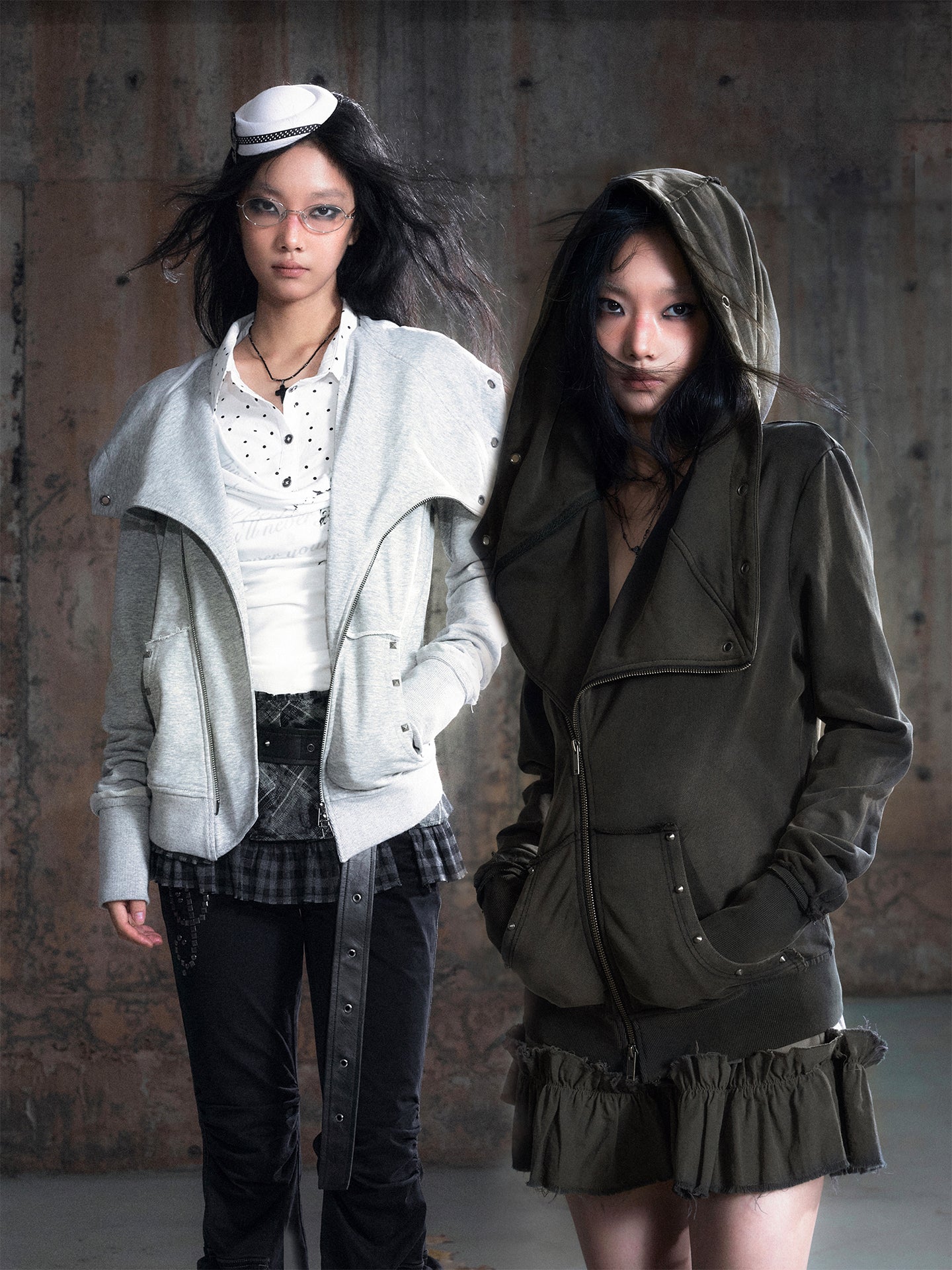 Asymmetric Deconstructed Collar Hoodie