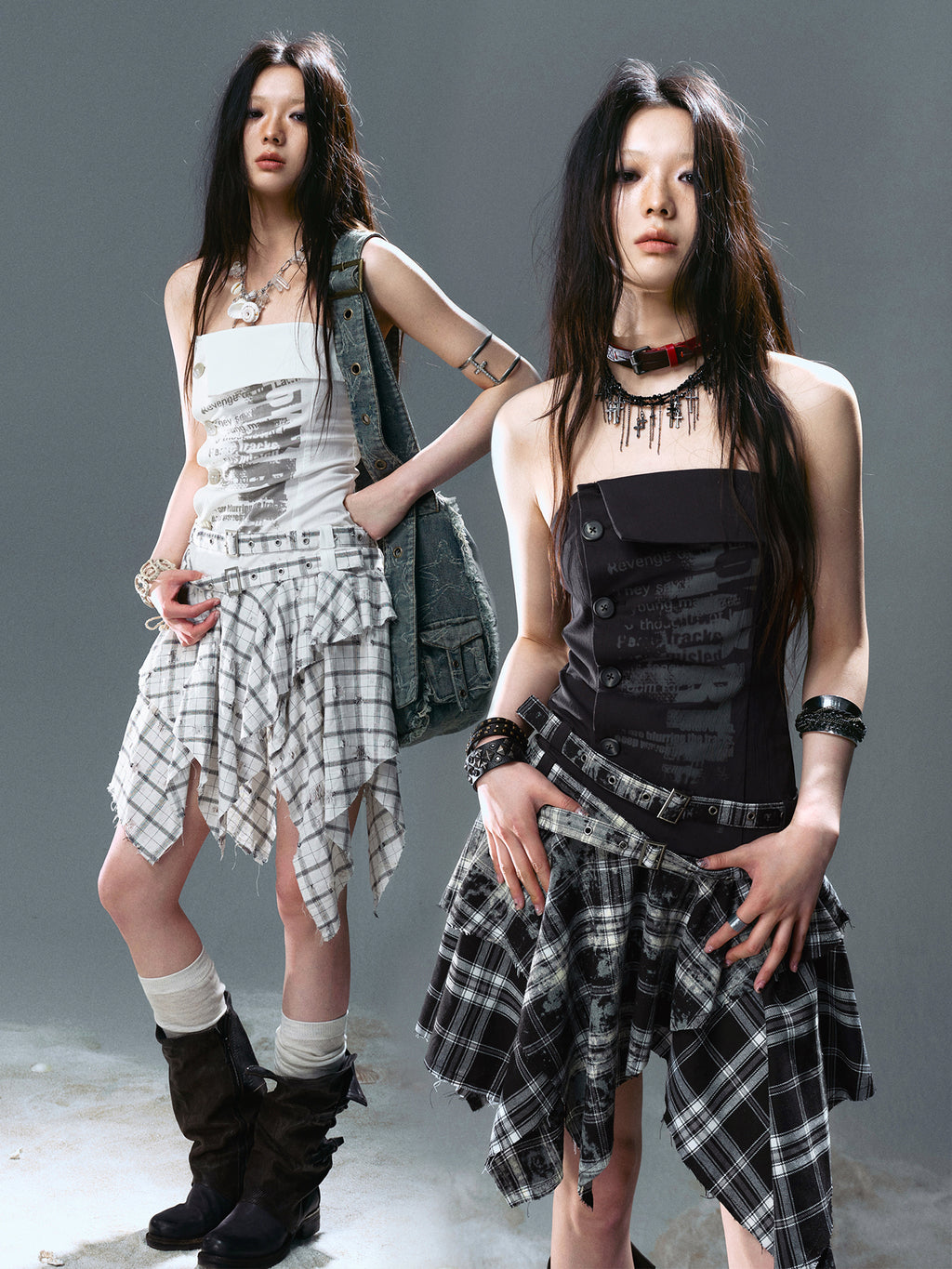 Graffiti Print Pleated Irregular Dresses