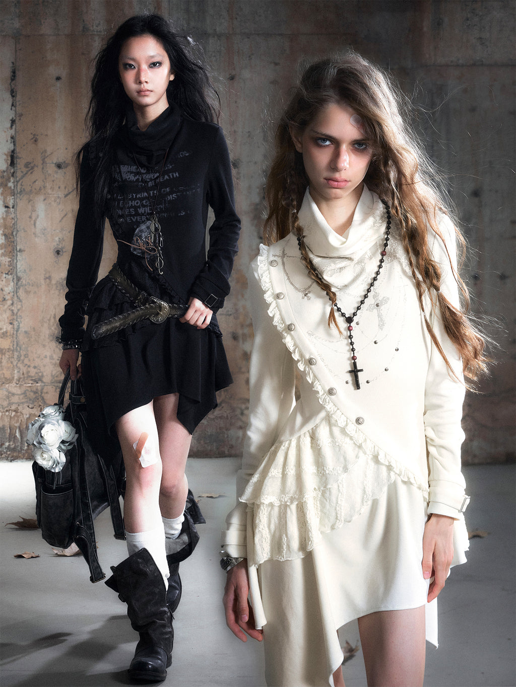 Asymmetric Print Diagonal Placket Dress