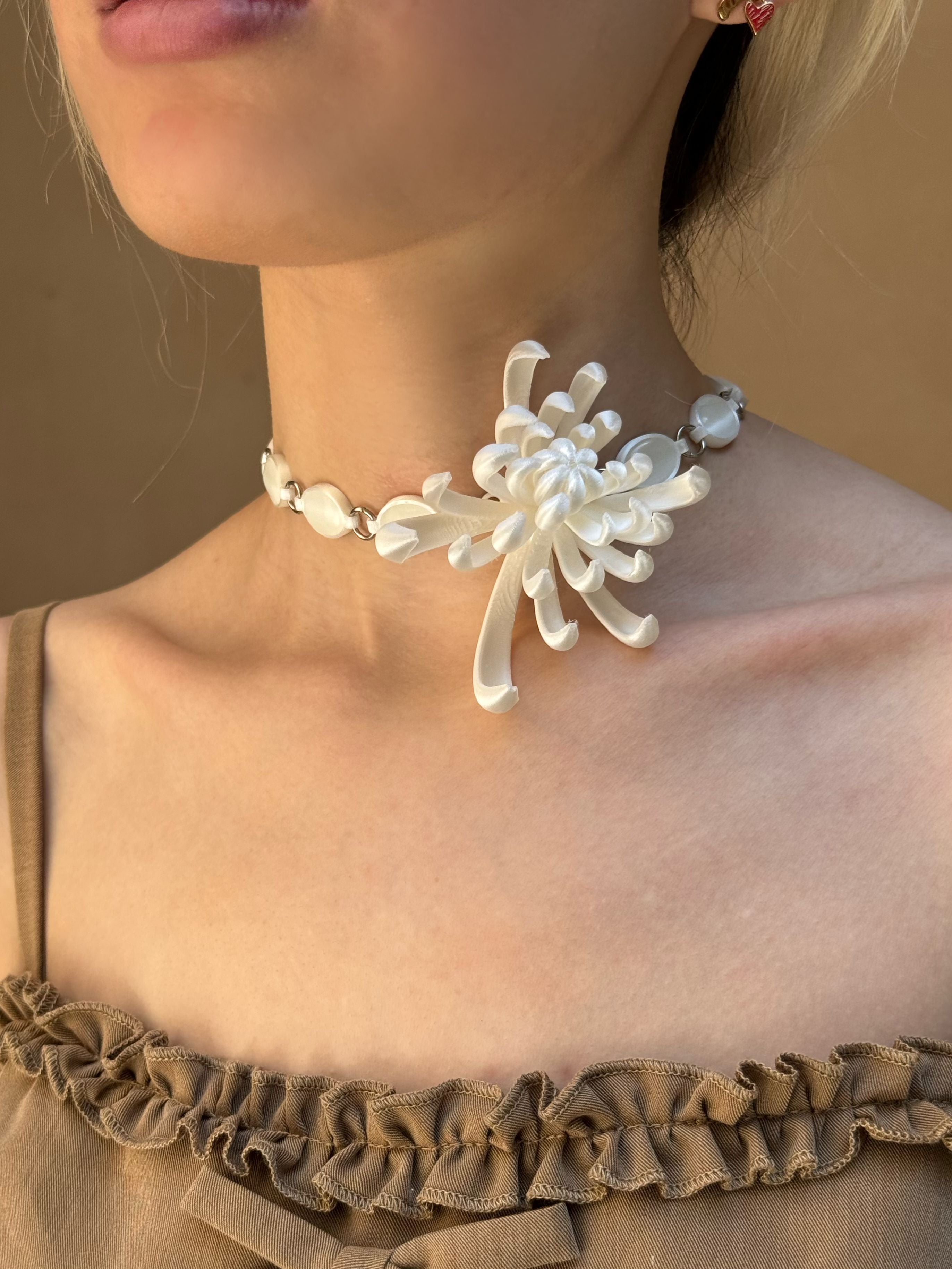 Firework Chrysanthemum Chrysoberyl Sterling Silver Chocker