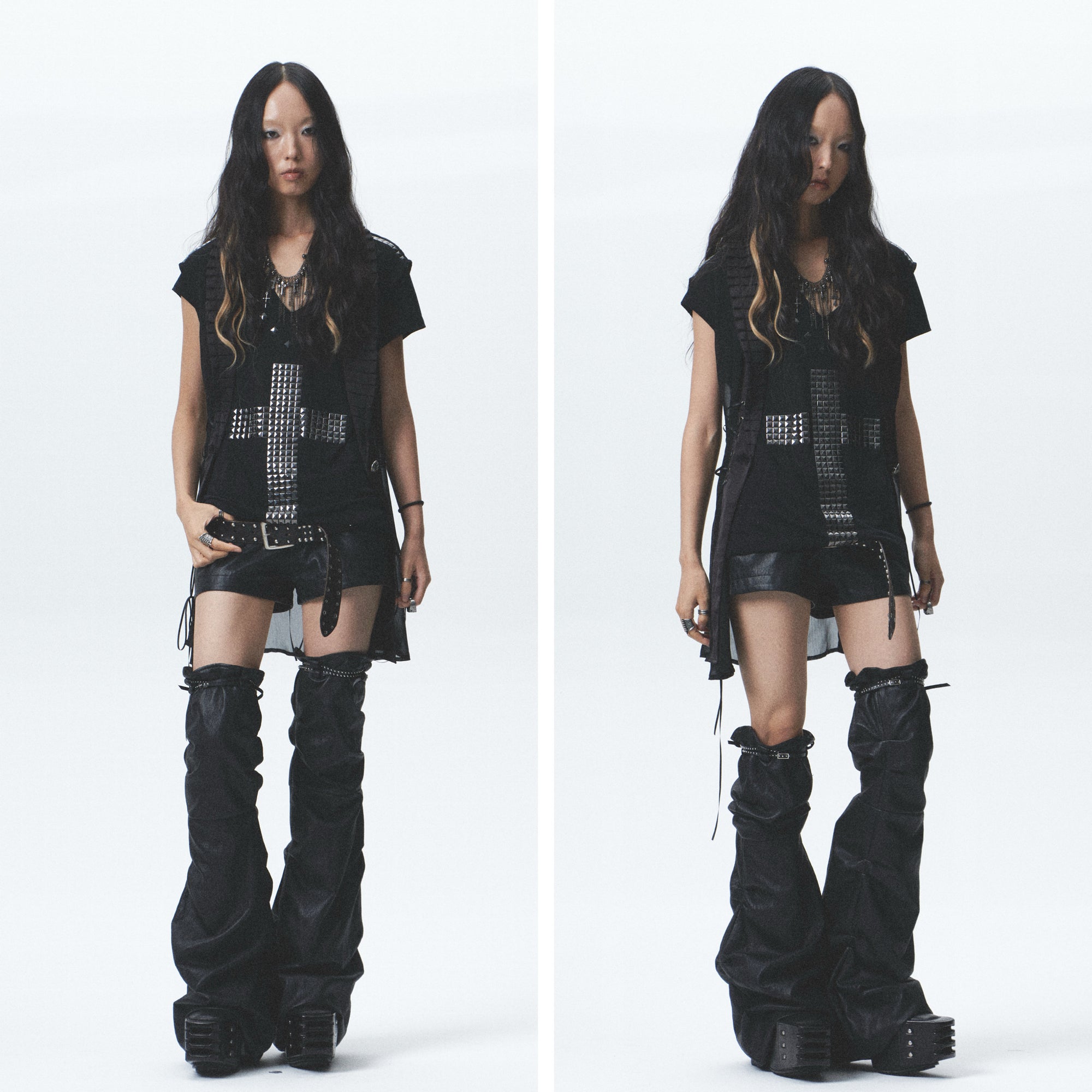 Premium Leather Shorts with Detachable Leg Warmers Set ｜Presale