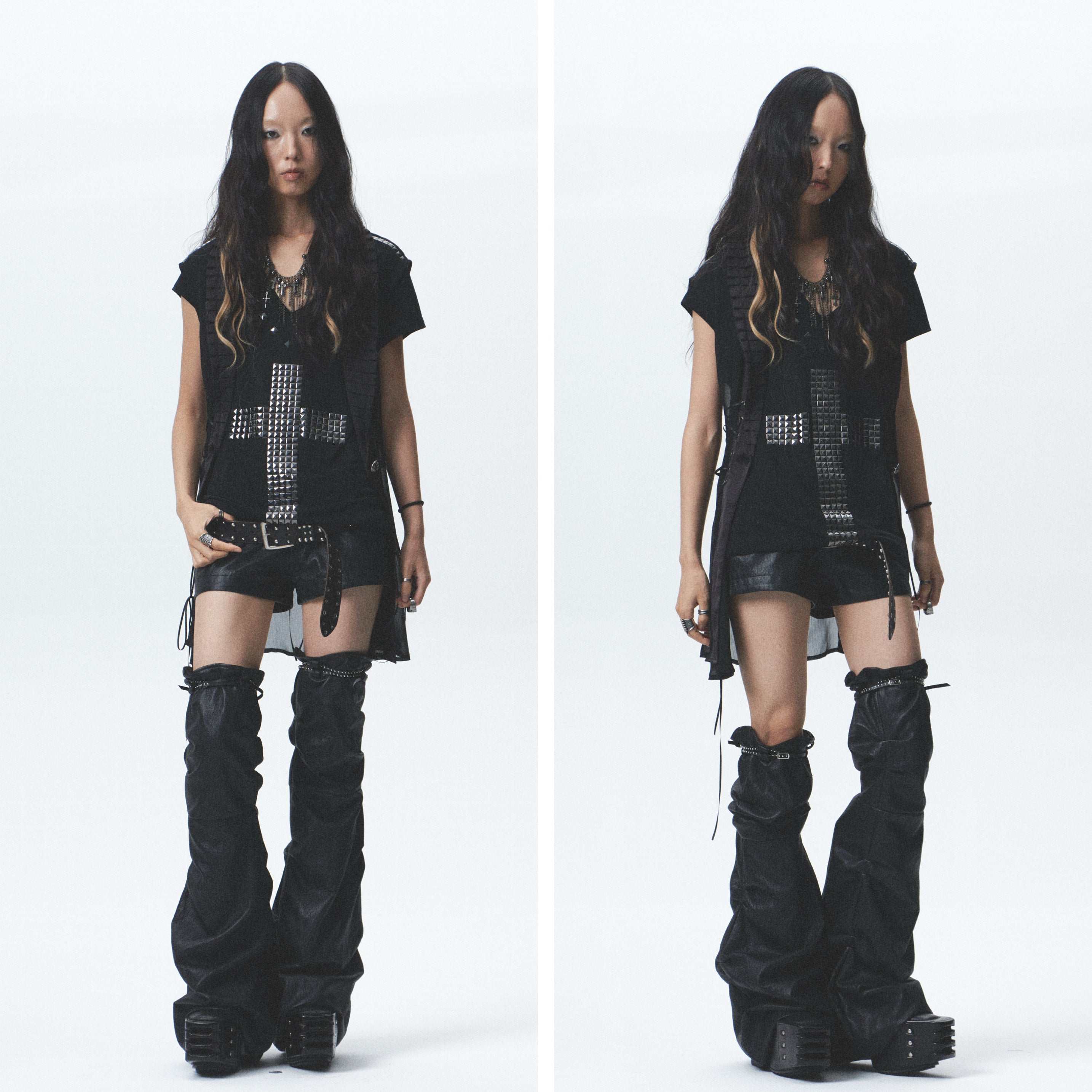 Premium Leather Shorts with Detachable Leg Warmers Set ｜Presale