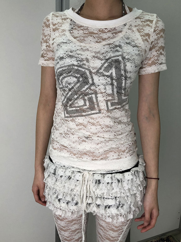 Sheer Cut-Out Cotton Tee