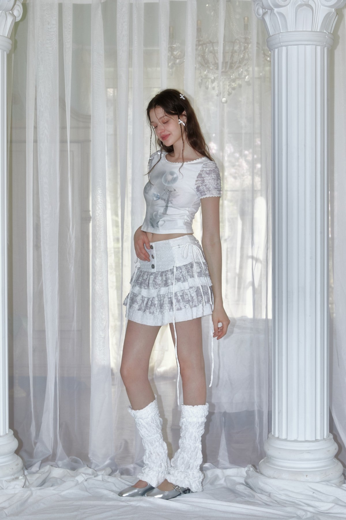 Textured mesh shirred leg covers