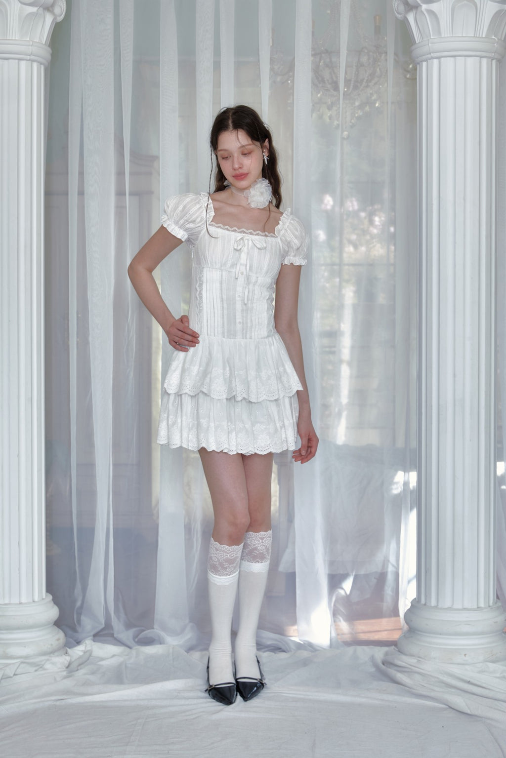 Lace jacquard dress
