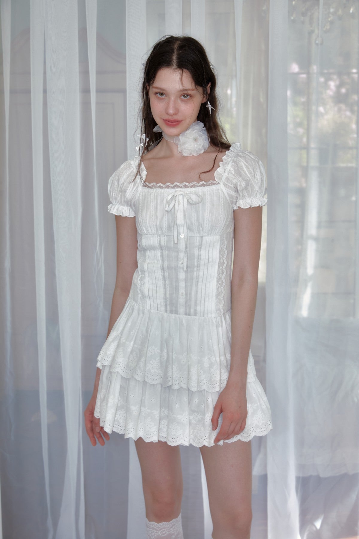 Lace jacquard dress