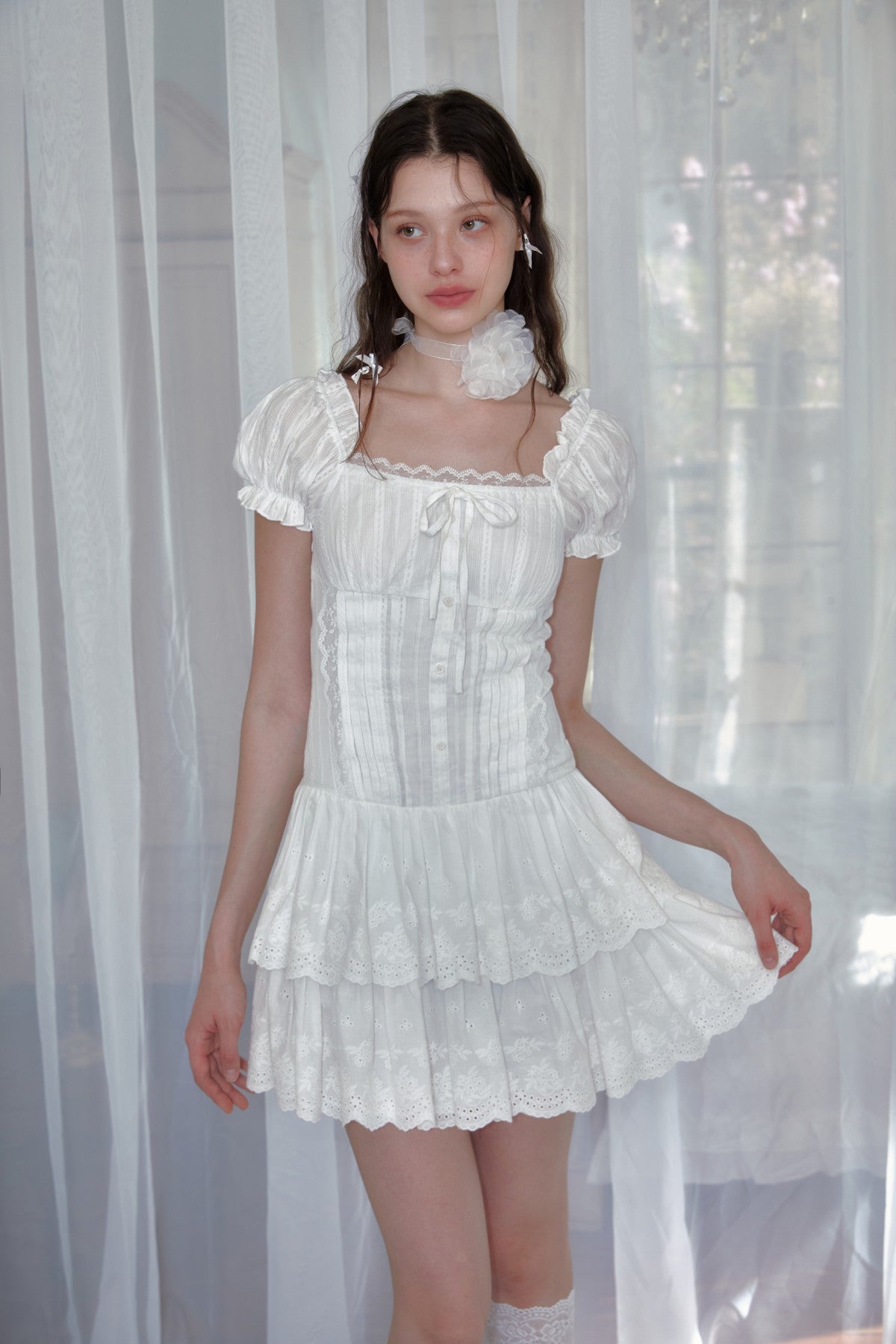 Lace jacquard dress