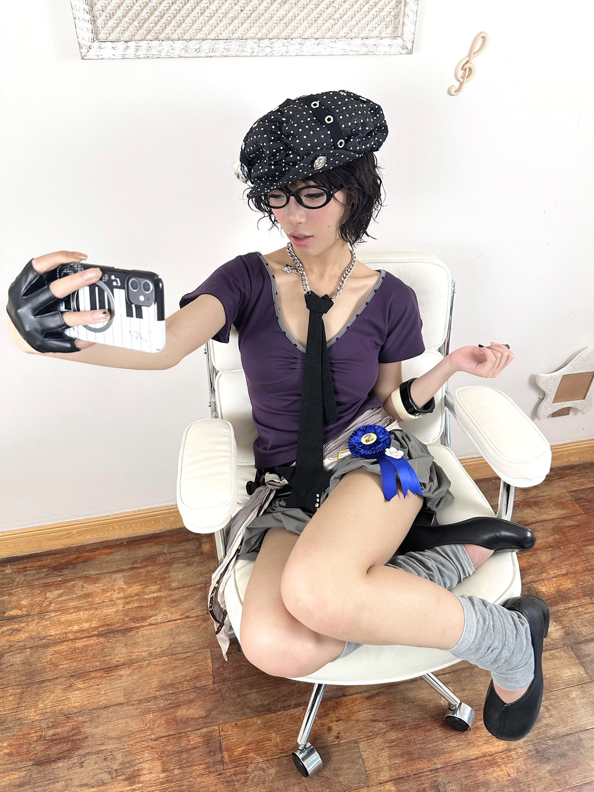 Handmade 3D Leather Dot Beret