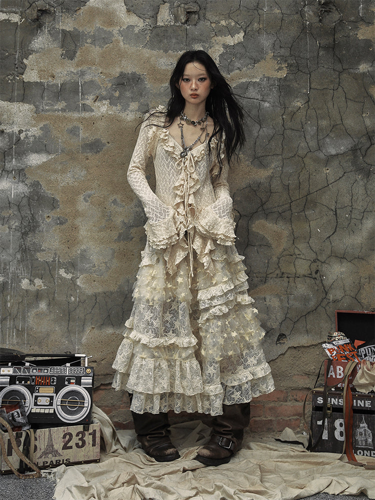 Multi-Layer Lace Tulle Cake Skirt