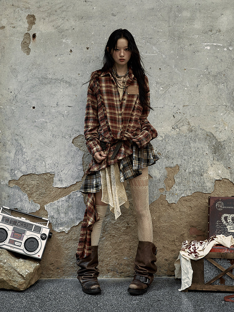 Vintage Wash Color-Block Linen Shirt