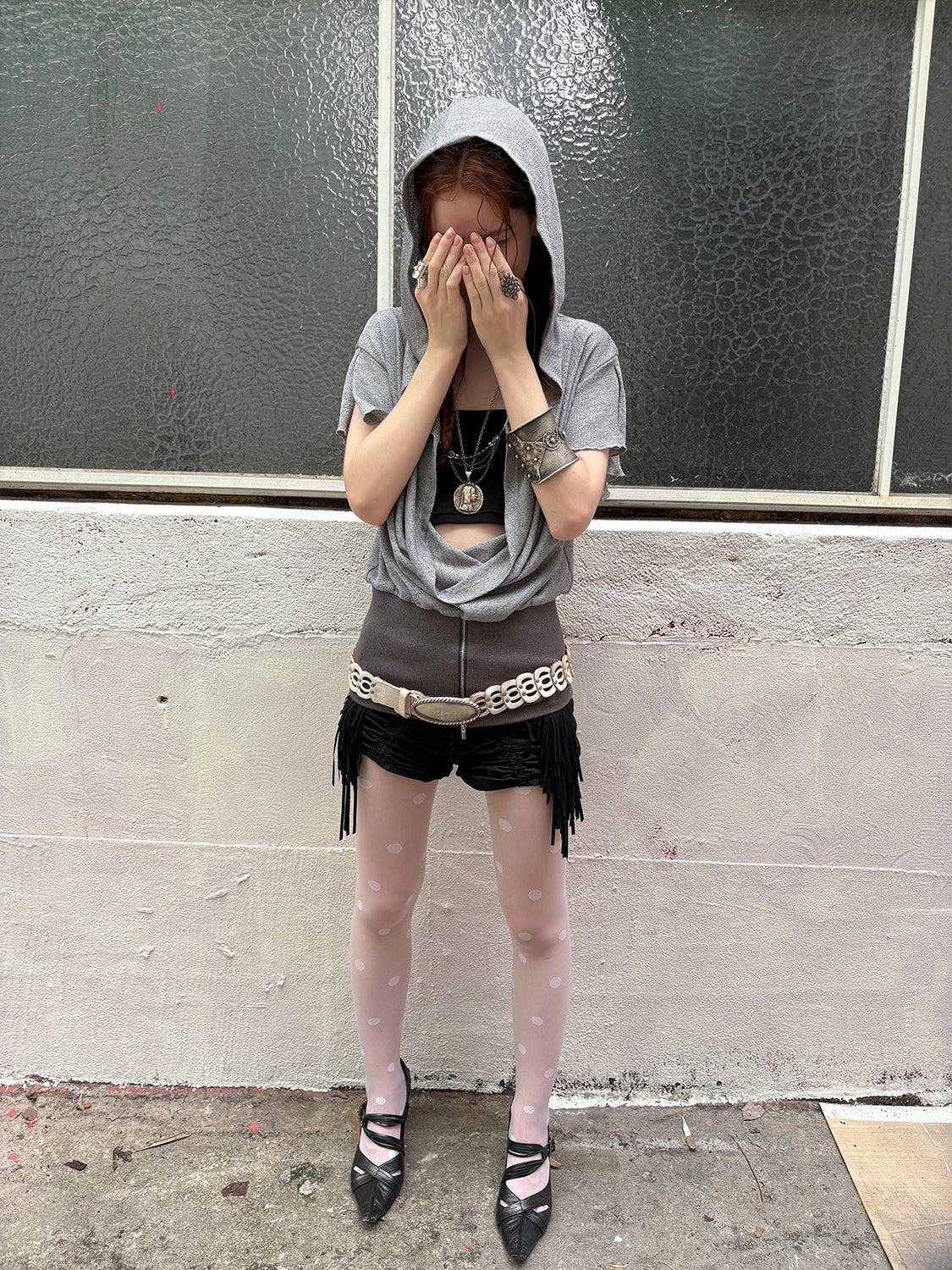 Gathered Detachable Fringe Shorts