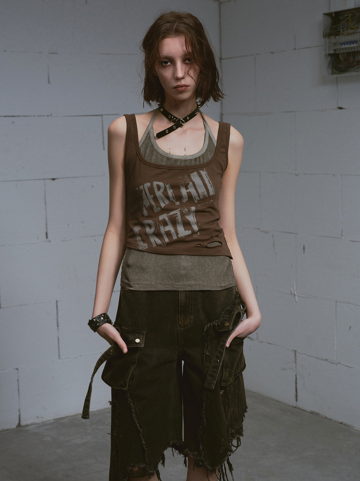 Distressed Grunge Baggy Denim Capris