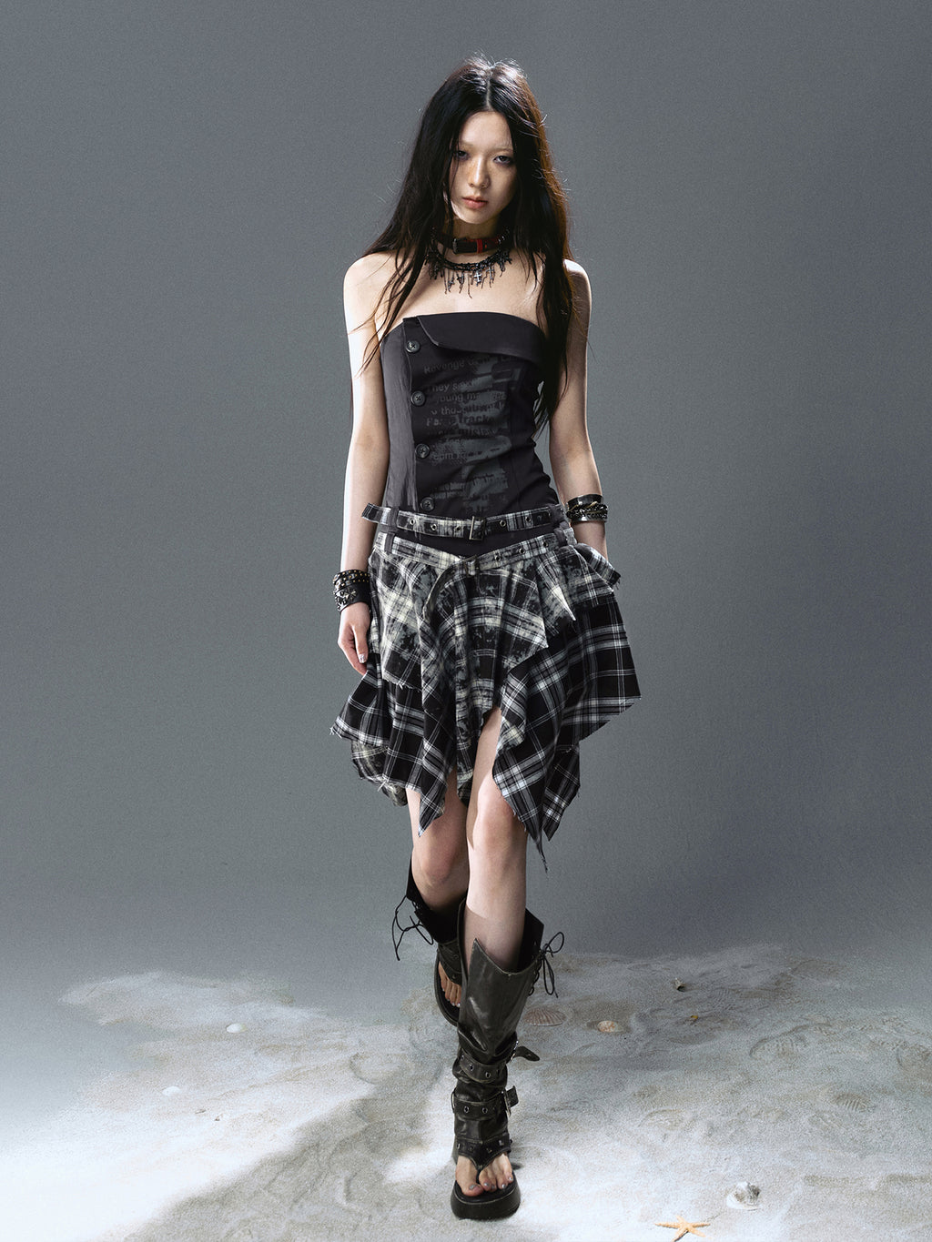 Graffiti Print Pleated Irregular Dresses