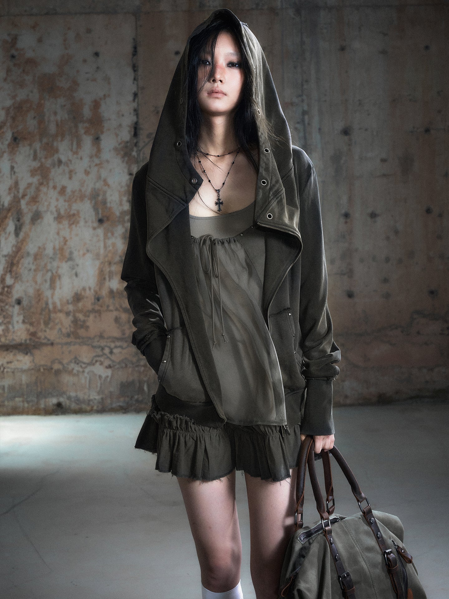 Asymmetric Deconstructed Collar Hoodie