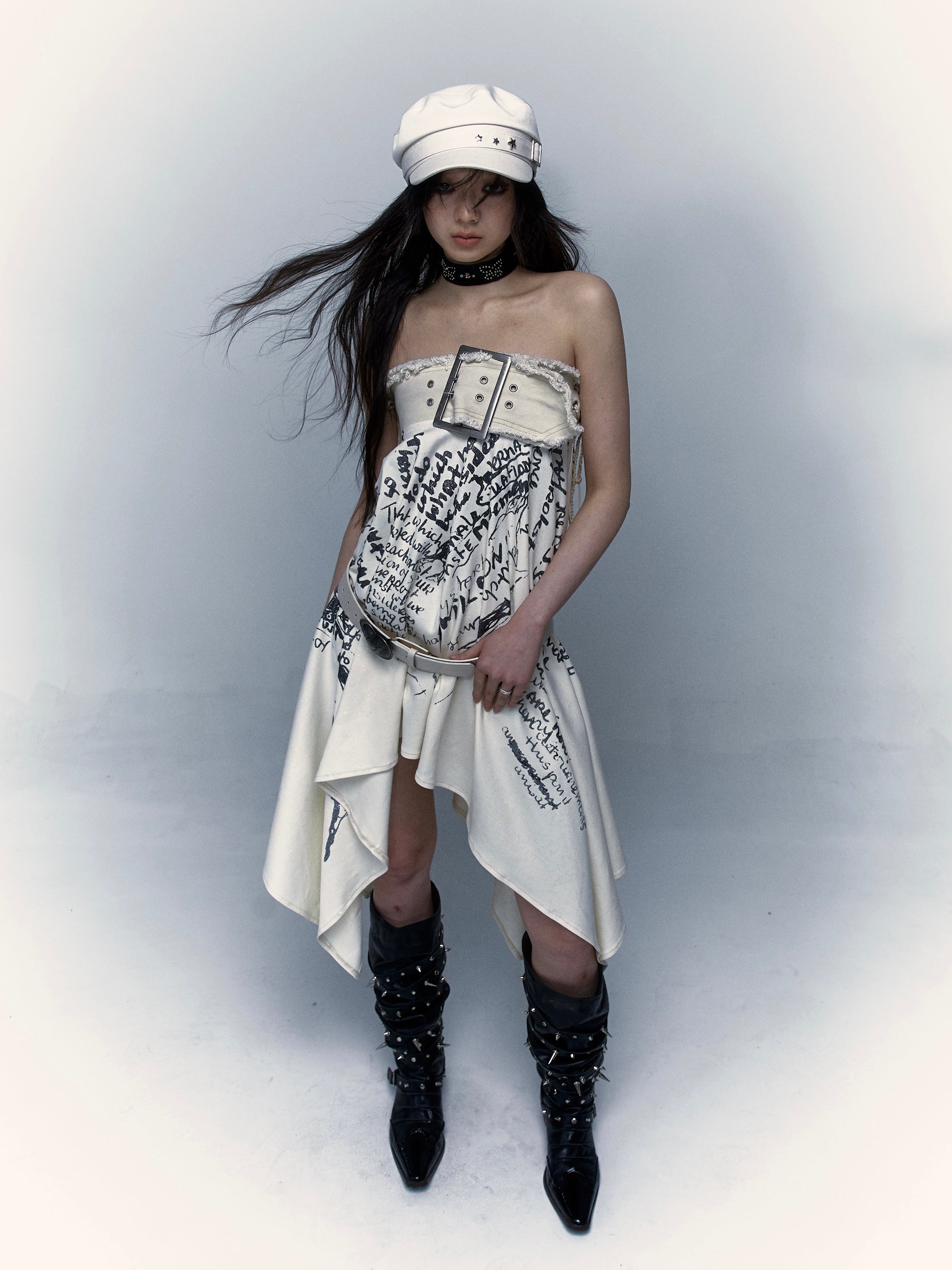 Punk Printed Sheath Dress Halter