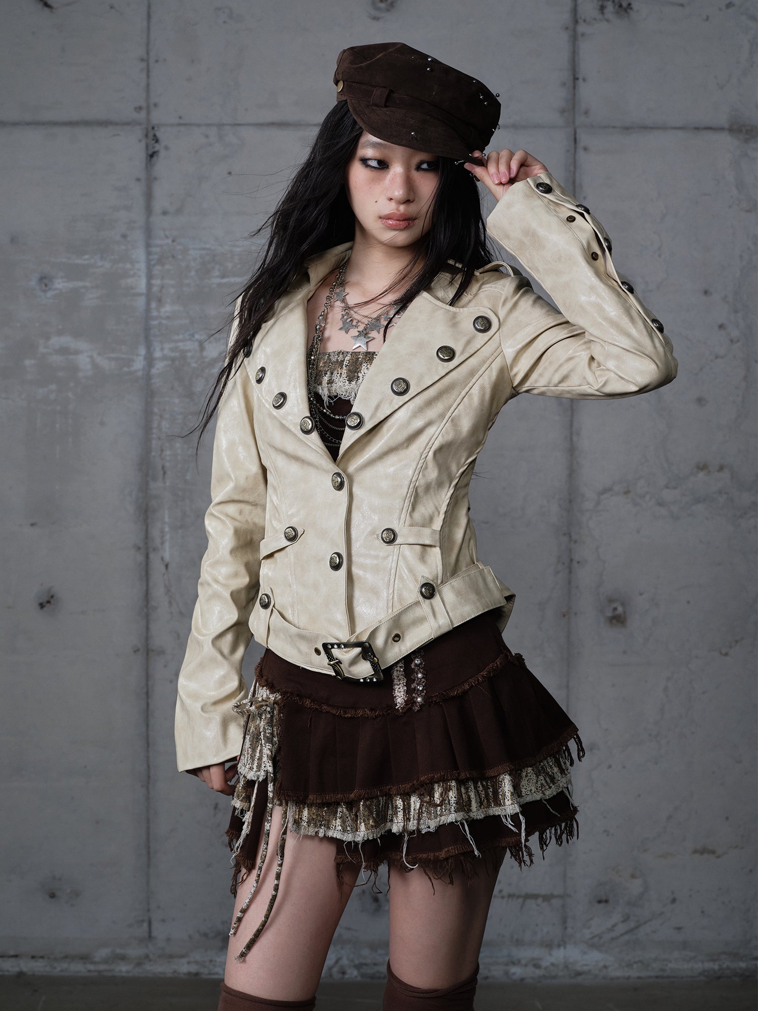 Deconstructed Fitted Leather Jacket