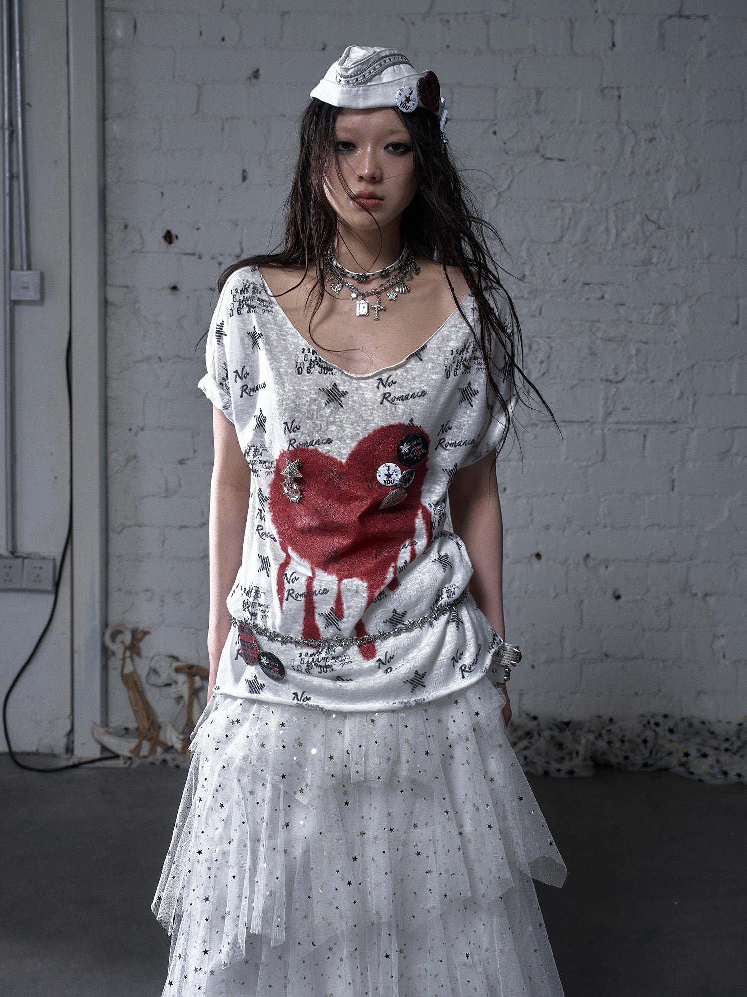 Distressed Print Oversized Tee