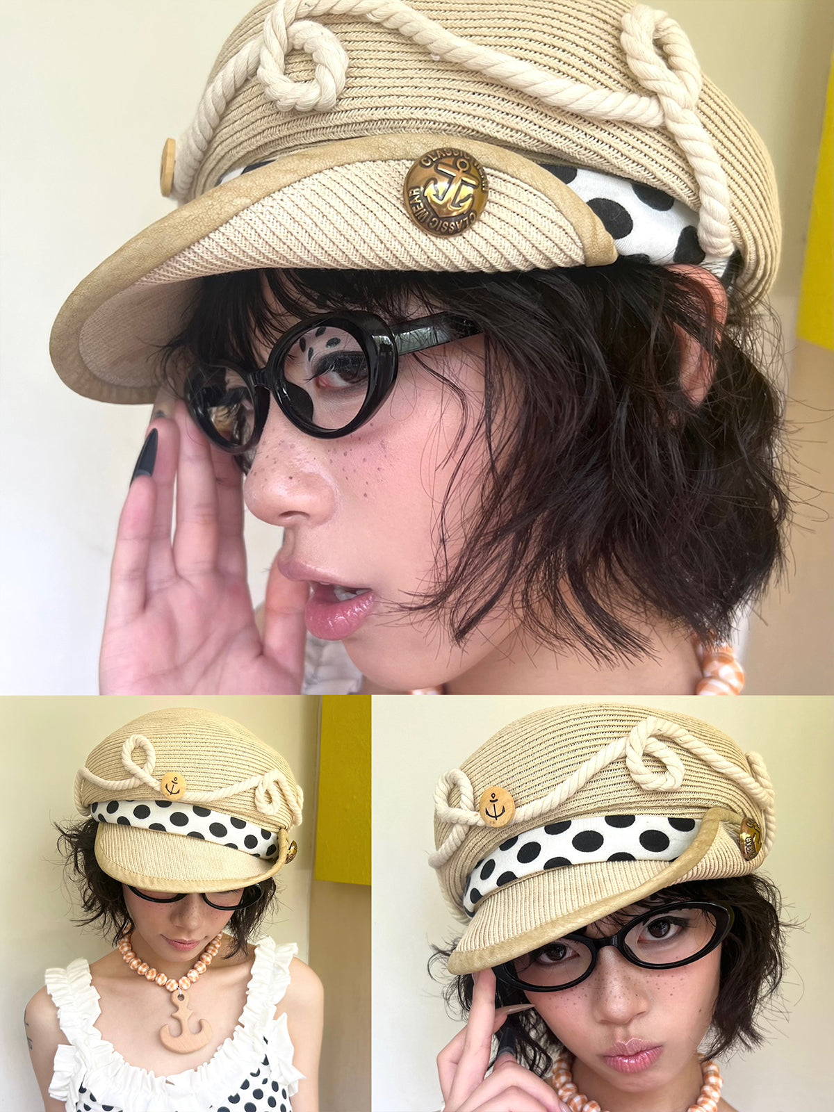 Polka Dot Jute Sun Hat