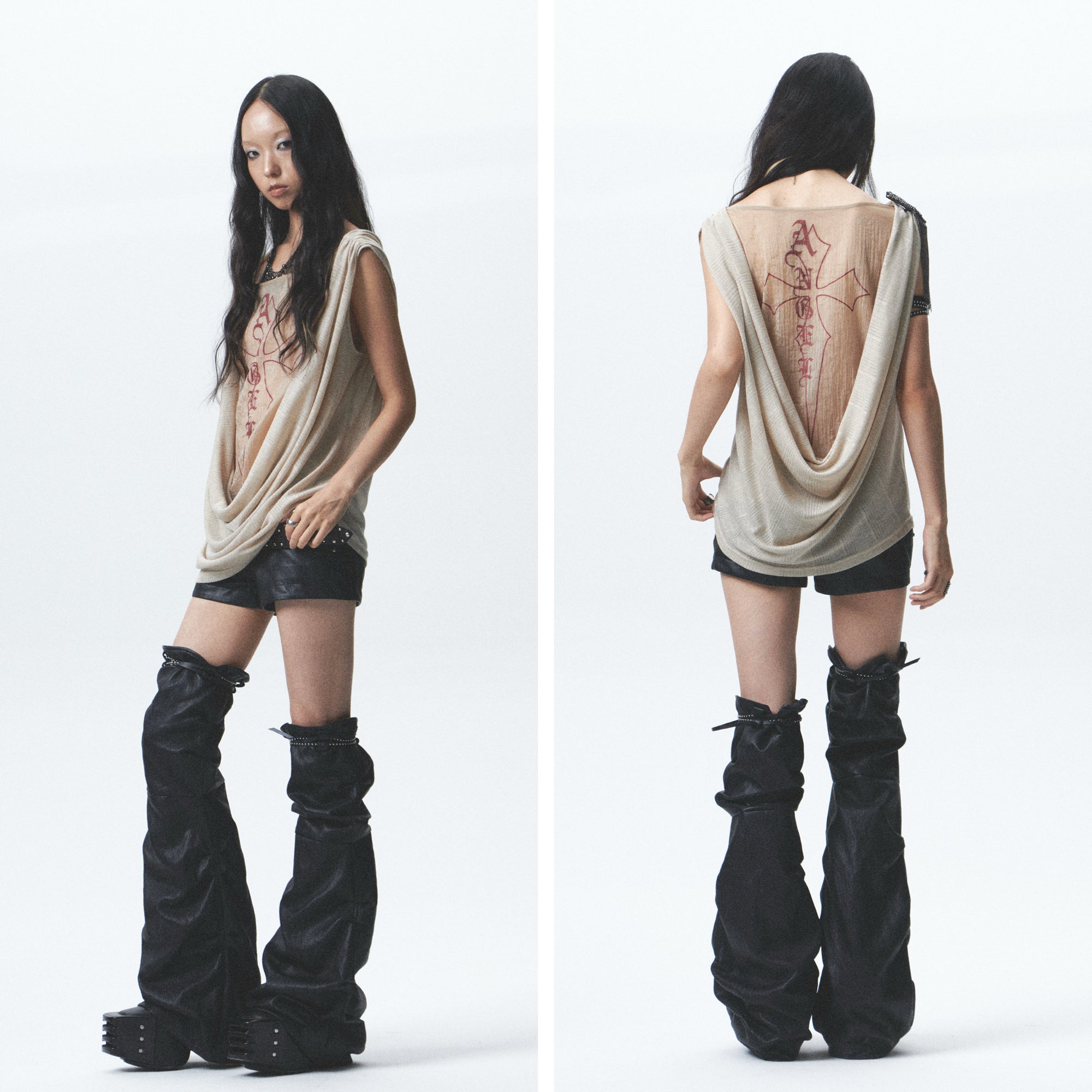 Oversized Reversible Draped Vest