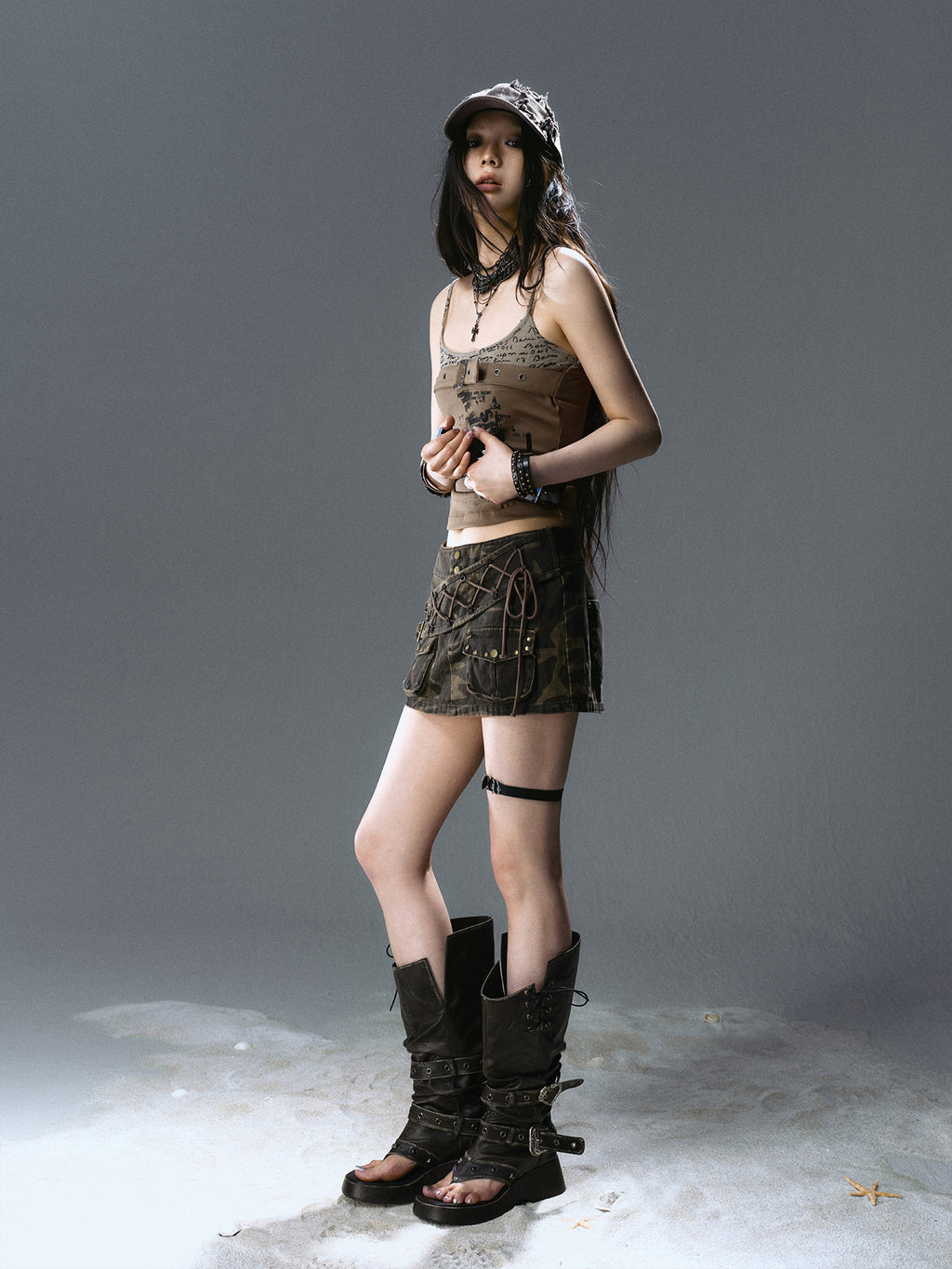 Vintage Camo Low-Waist Mini Skirt