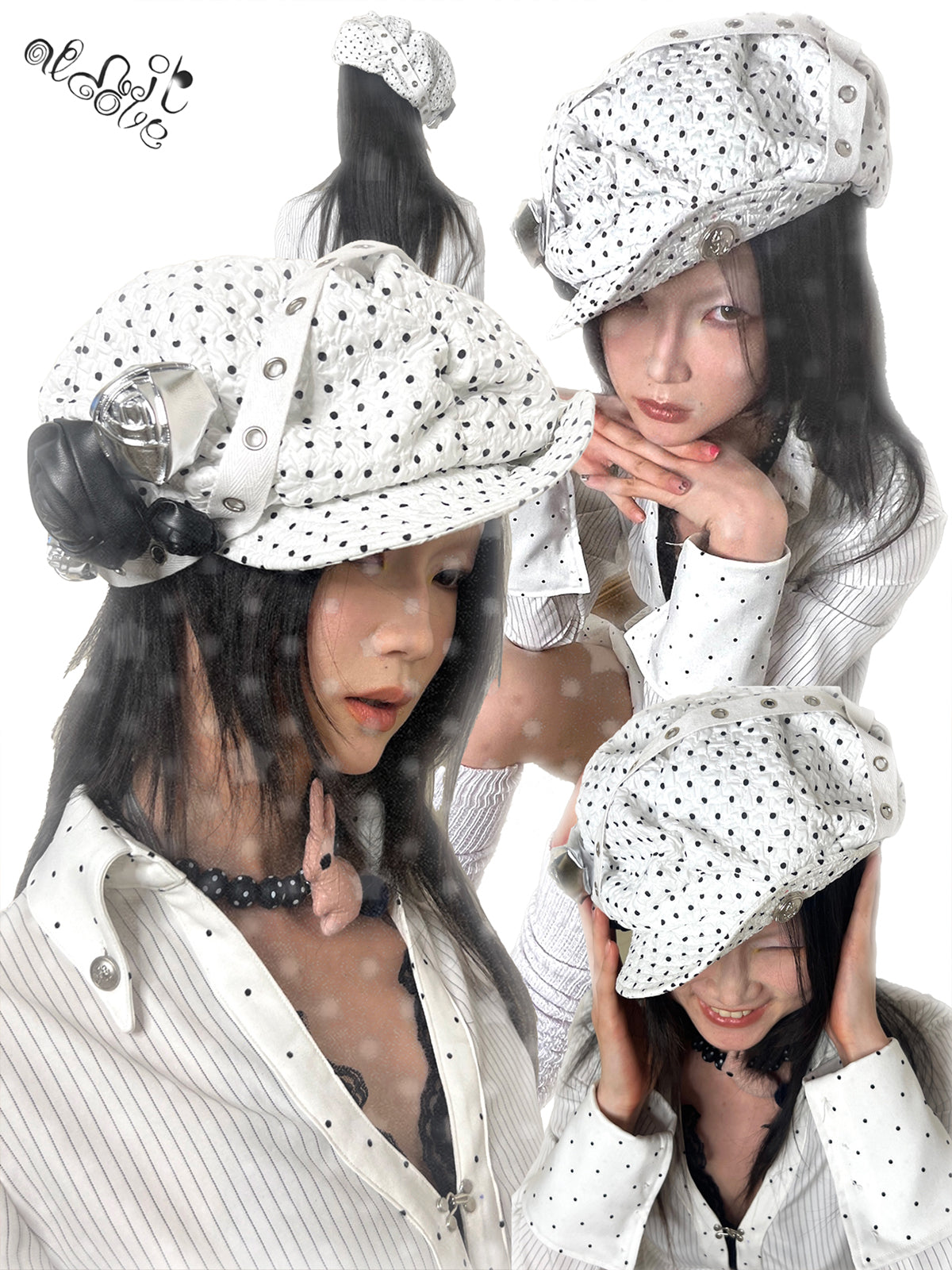 Handmade 3D Leather Dot Beret